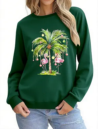 Christmas Sweatshirts for Women Funny Christmas Tree Xmas Cute Graphic Long Sleeve Shirt