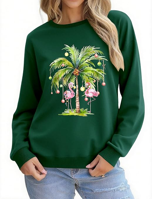 Christmas Sweatshirts for Women Funny Christmas Tree Xmas Cute Graphic Long Sleeve Shirt