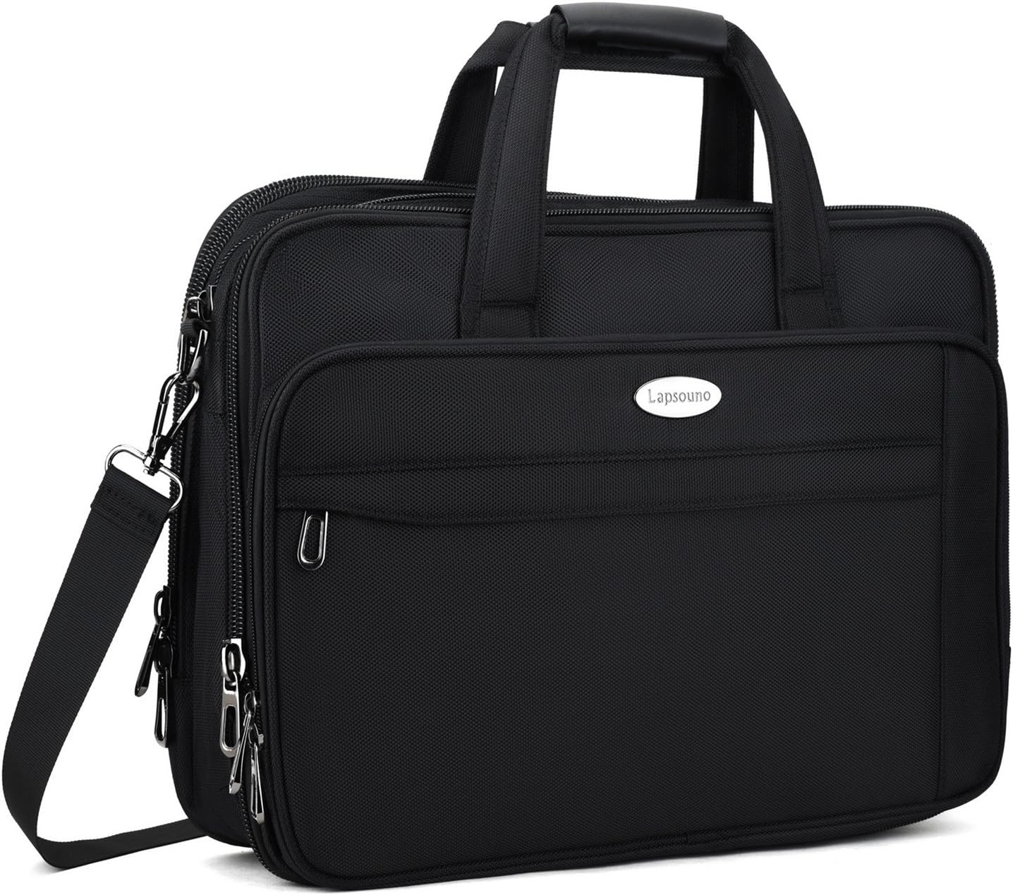 17 inch Laptop Bag, Travel Briefcase with Organizer, Expandable Large Hybrid Shoulder Bag, Water Resisatant Business Messenger Briefcases for Men Fits 17.3 Inch Laptop, Computer, Tablet-Black