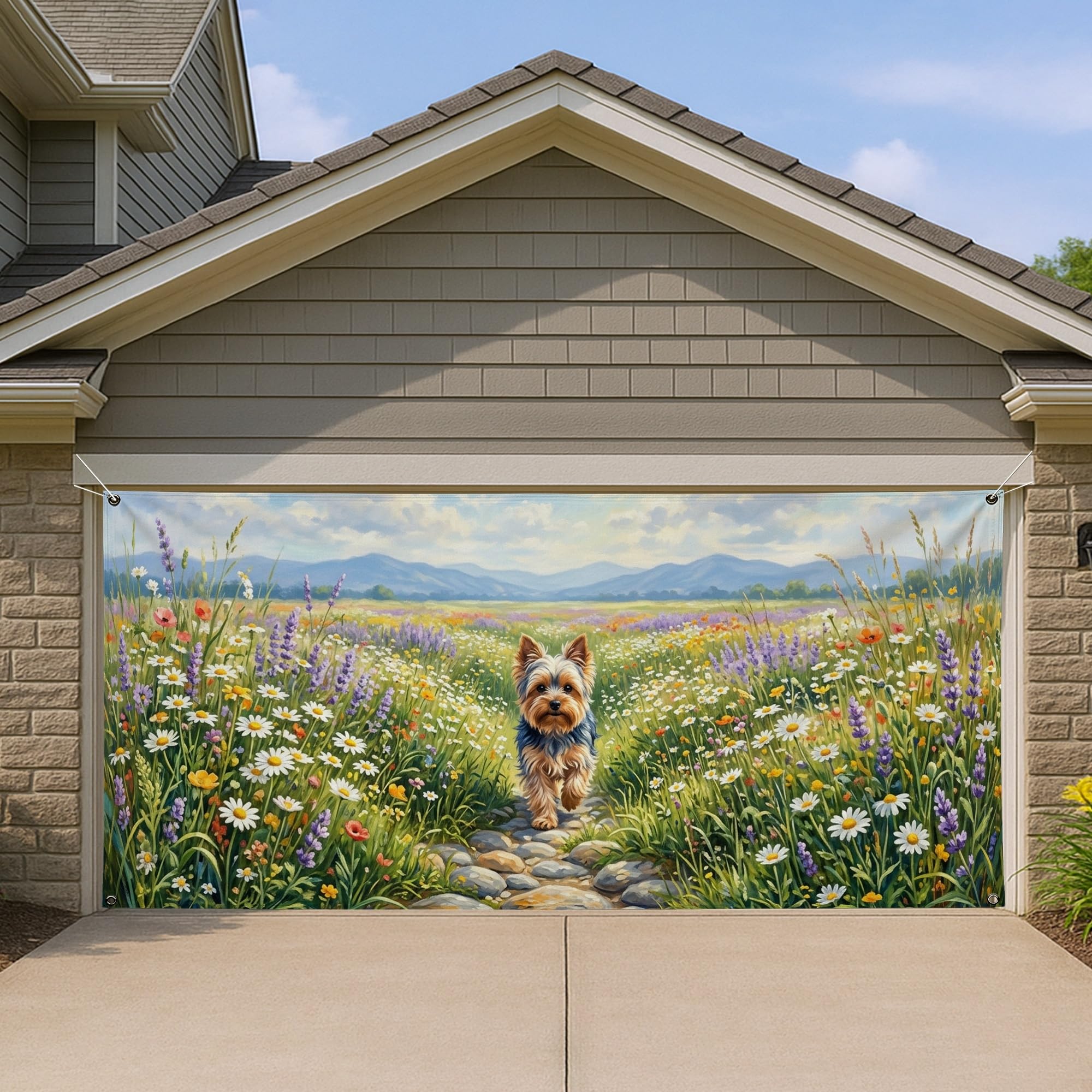 Décoration de fête de jardin et habillage de garage pour célébrer le printemps
