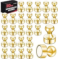 Vista 20 de Imanes para refrigerador, 20 unidades, imanes tipo chincheta de metal, dorados, ideales para pizarras blancas, oficinas, aulas o mapas