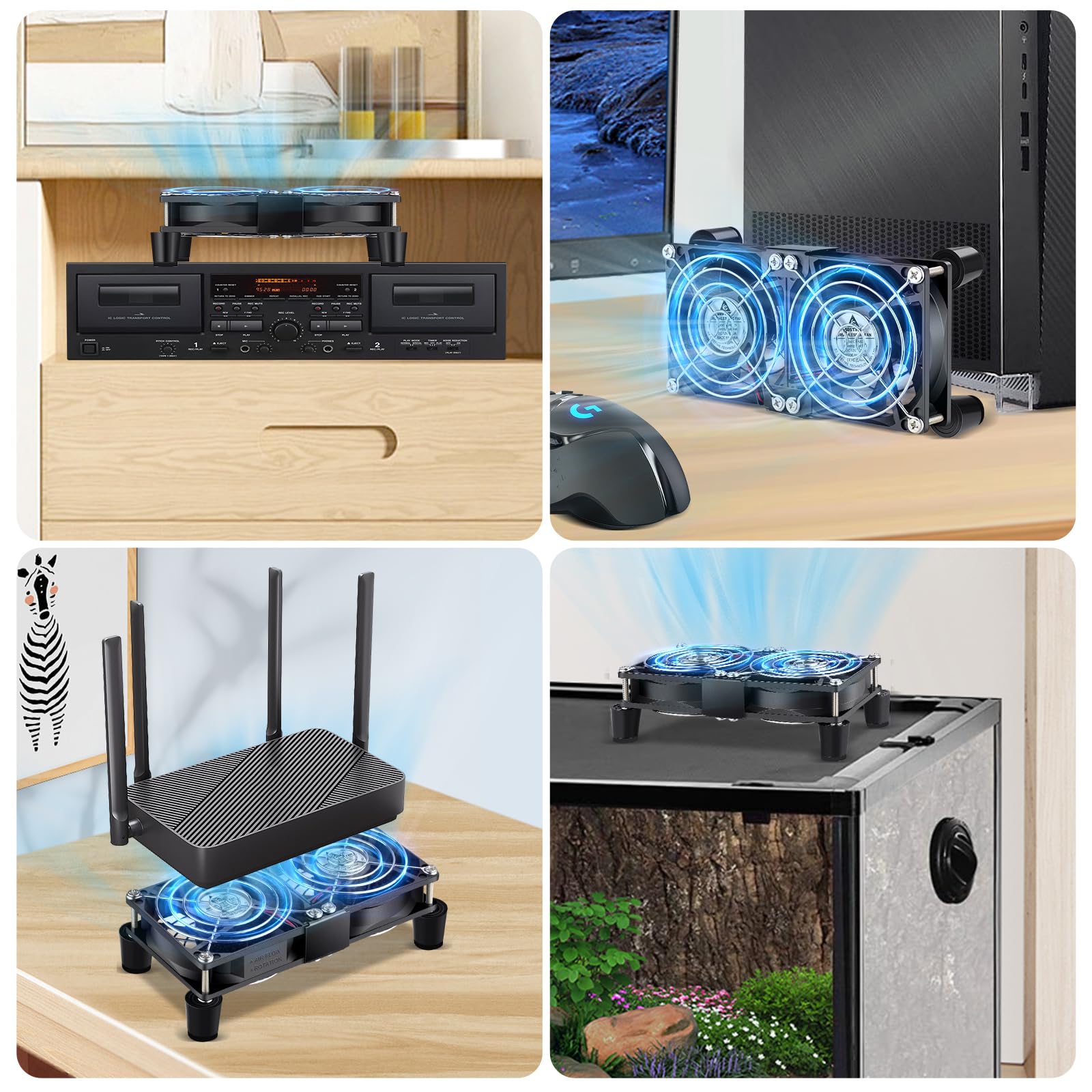 GDSTIME Ventilatore 220 V 80 mm a cuscinetto a sfera doppio 80 x 80 Ventilatore 230 V PC Ventilatore con controller di velocità regolabile per PC Router TV Box Mobile