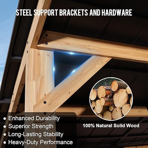 Miniatura 6 de GAZEBEST Gazebo permanente de 12 x 20 pies, toldo de pabellón de doble techo de acero galvanizado para exteriores con marco de aluminio recubierto