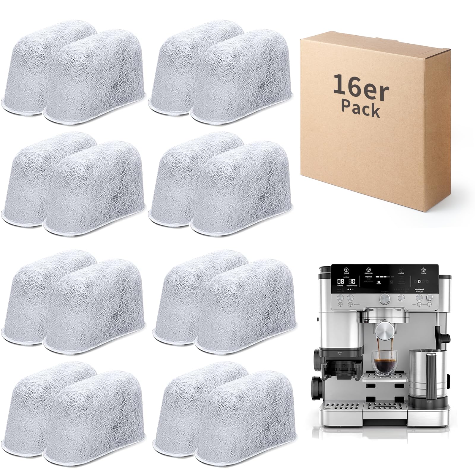 16 Stück Wasserfilter für Ninja Luxe Cafe Pro (Cafe LUXE) – Ninja Wasserfilter & Kaffeemaschine Zubehör Ersatzfilterkartuschen für Kaffeevollautomat & Kaffeemaschine, kompatibel mit ES601EU/ES701EU