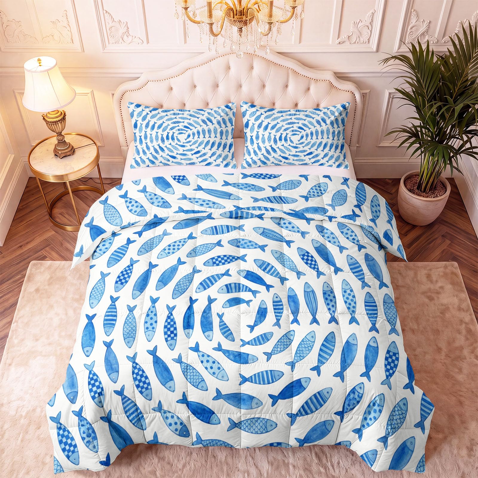 3 pz Fun Ocean Piumini Coverless con Scuola di Pesce Circles concentrici