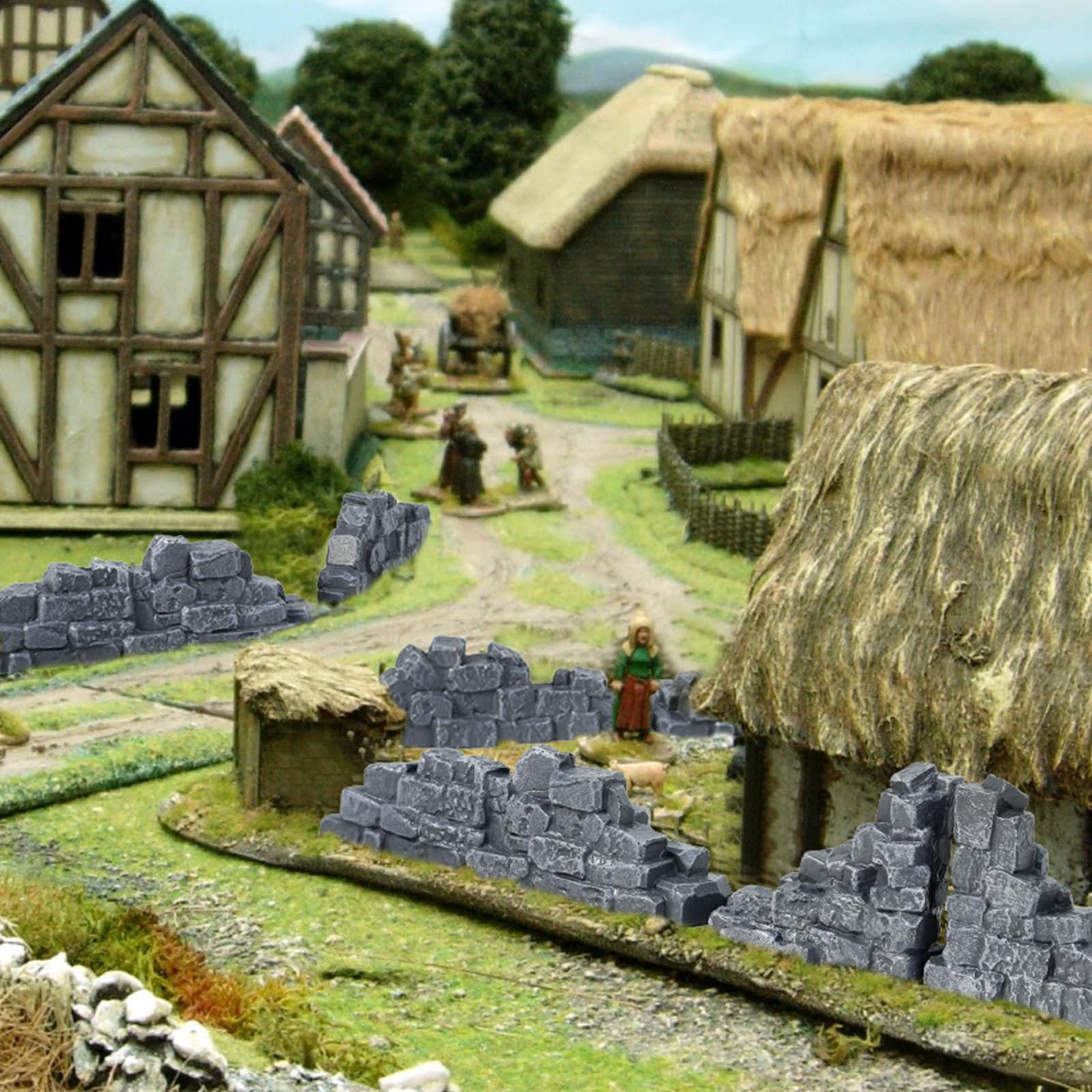 Warmtree Stone Wall Ruins for Terrain Sets, Miniature Terrain Building Tabletop Accessories, Diorama Supplies Train Landscape Railroad Scenery Military Layout Model War Gaming Terrain - Image 4