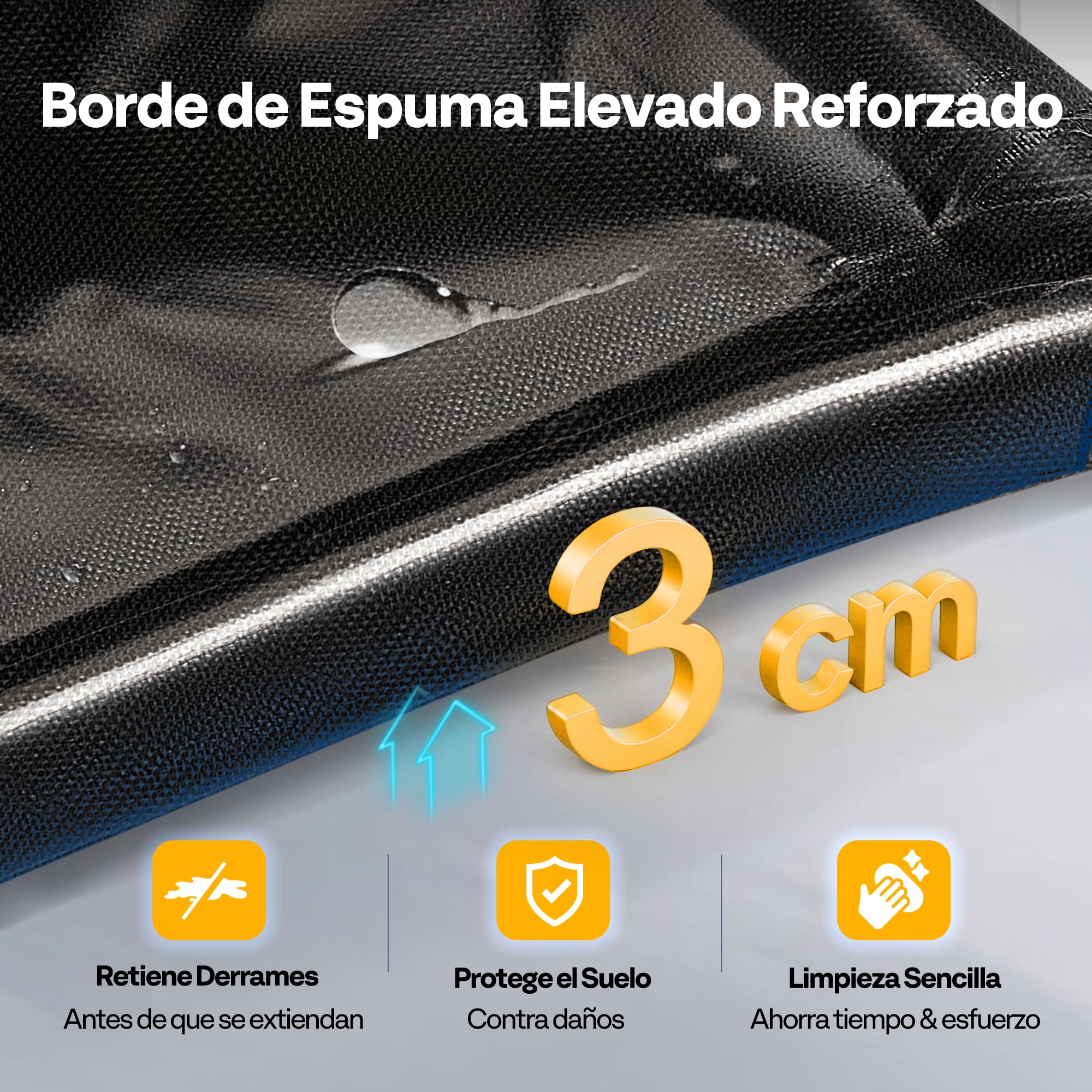 VIVOHOME Alfombrilla de Garaje de PVC Antideslizante Impermeable, 256×609cm | Alfombra Suelo Garaje PVC 3 Capas Bordes Elevados 3cm, Nieve, Barro y Aceite, Enrollable para Limpieza y Almacenamiento
