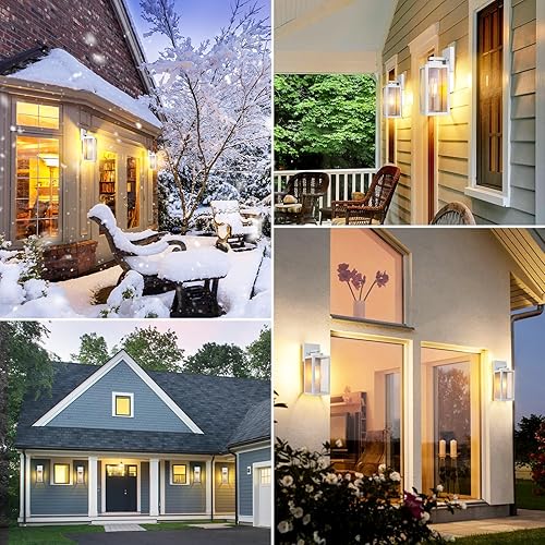 Vista 36 de BesLowe Lámpara de pared para exteriores, linterna de pared exterior, impermeable, aplique de porche exterior negro con acabado negro mate