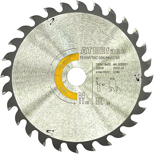 Hoja de sierra de pista mejorada 205560 205551 para Festool TS 55 F, TSC 55 K, HK 55, HKC 55 Sierra de pista 6.299x0.071x0.787 in 28Tooth