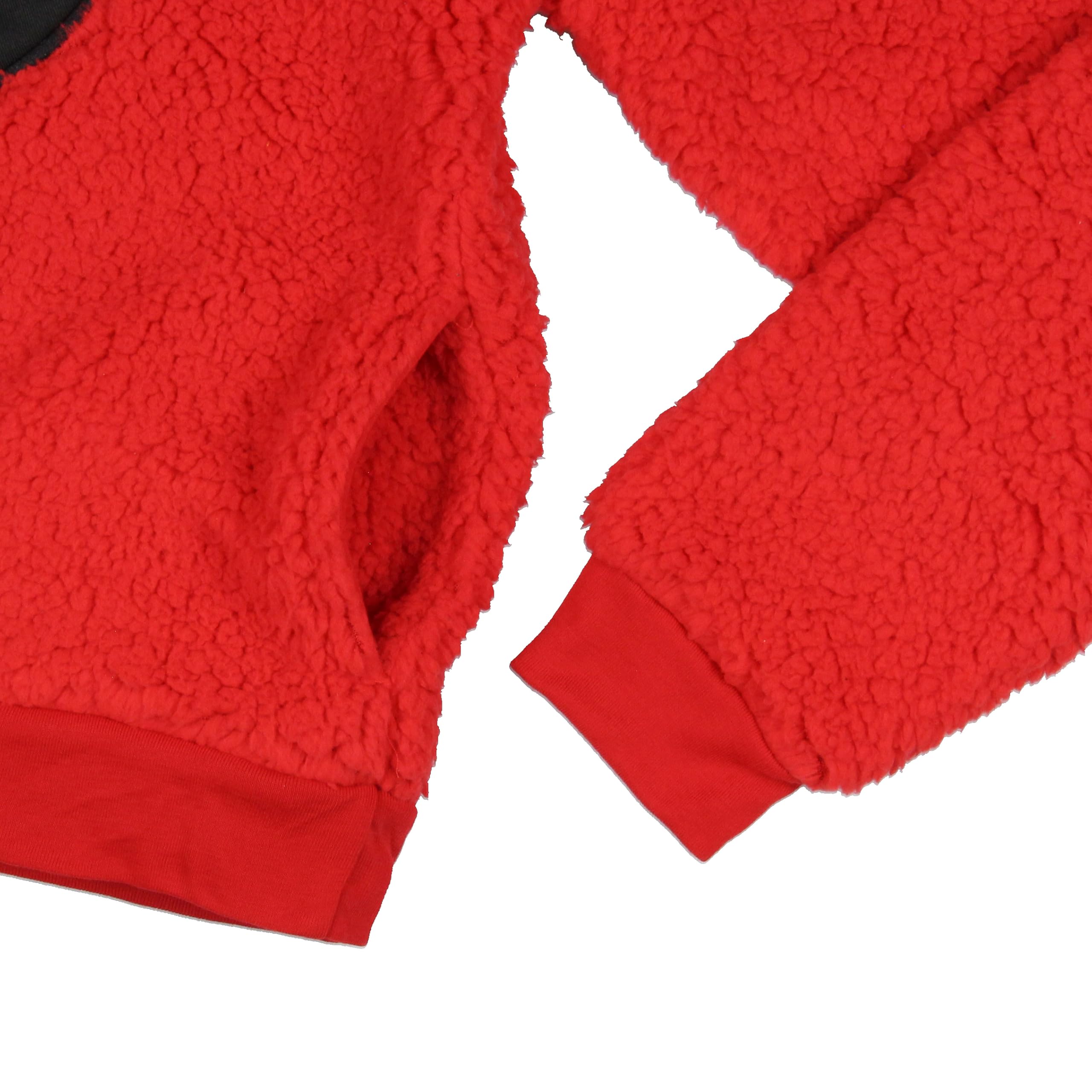 Sesame Street Elmo - Sudadera con capucha para mujer, parche bordado de cara grande, forro polar de felpa, manga larga, disfraz de adulto