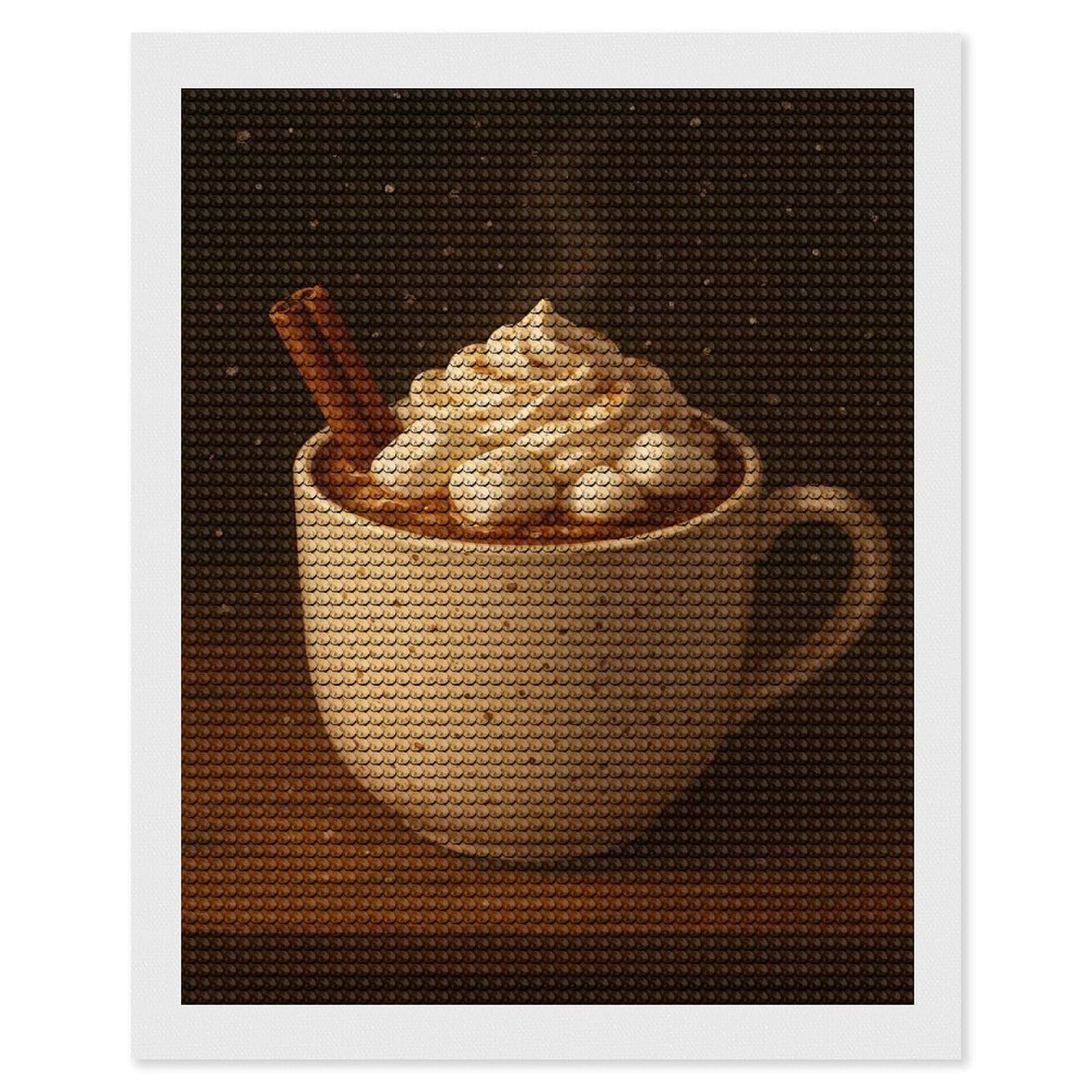 Junmoney Cozy Hot Chocolate with Marshmallows Diamond Painting Canvas Set 16"x20", with Tool Kit, Easy to Enjoy, Home Wall Decor, Thoughtful Handmade Gift