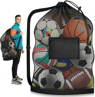 Tavirela Extra Large Mesh Ball Bag - Holds 12 Soccer Balls, Heavy Duty Drawstring for Basketball, Volleyball, Coaches Gear Storage