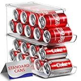 Soda Can Organizer for Refrigerator - Stackable Holder Dispenser With Lid for Fridge, Pantry, Freezer - Holds 9 Cans Each, BPA-Free, Clear Design, Drink Organizer (2-Pack)