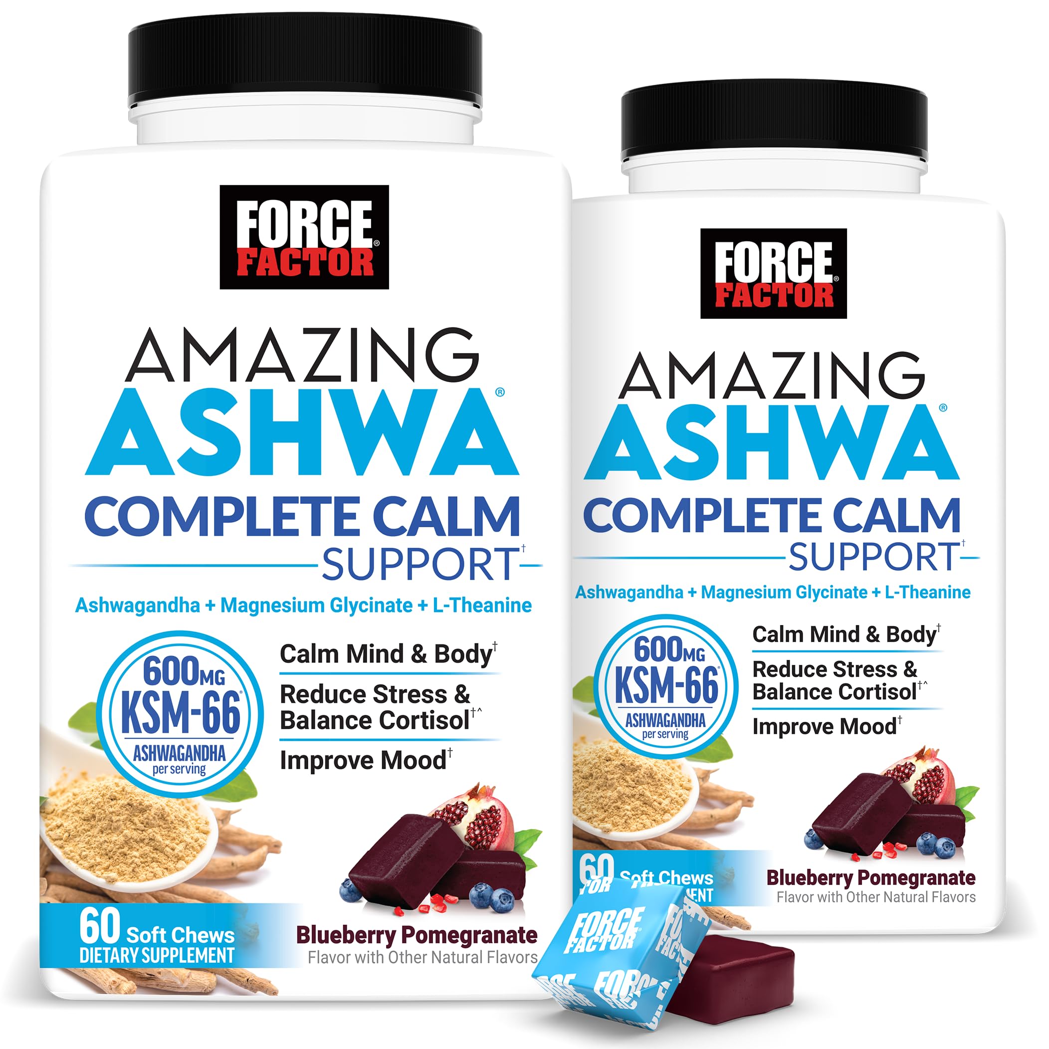 Force Factor Amazing Ashwa Complete Calm Support with KSM-66 Ashwagandha 60 Count (Pack of 2)