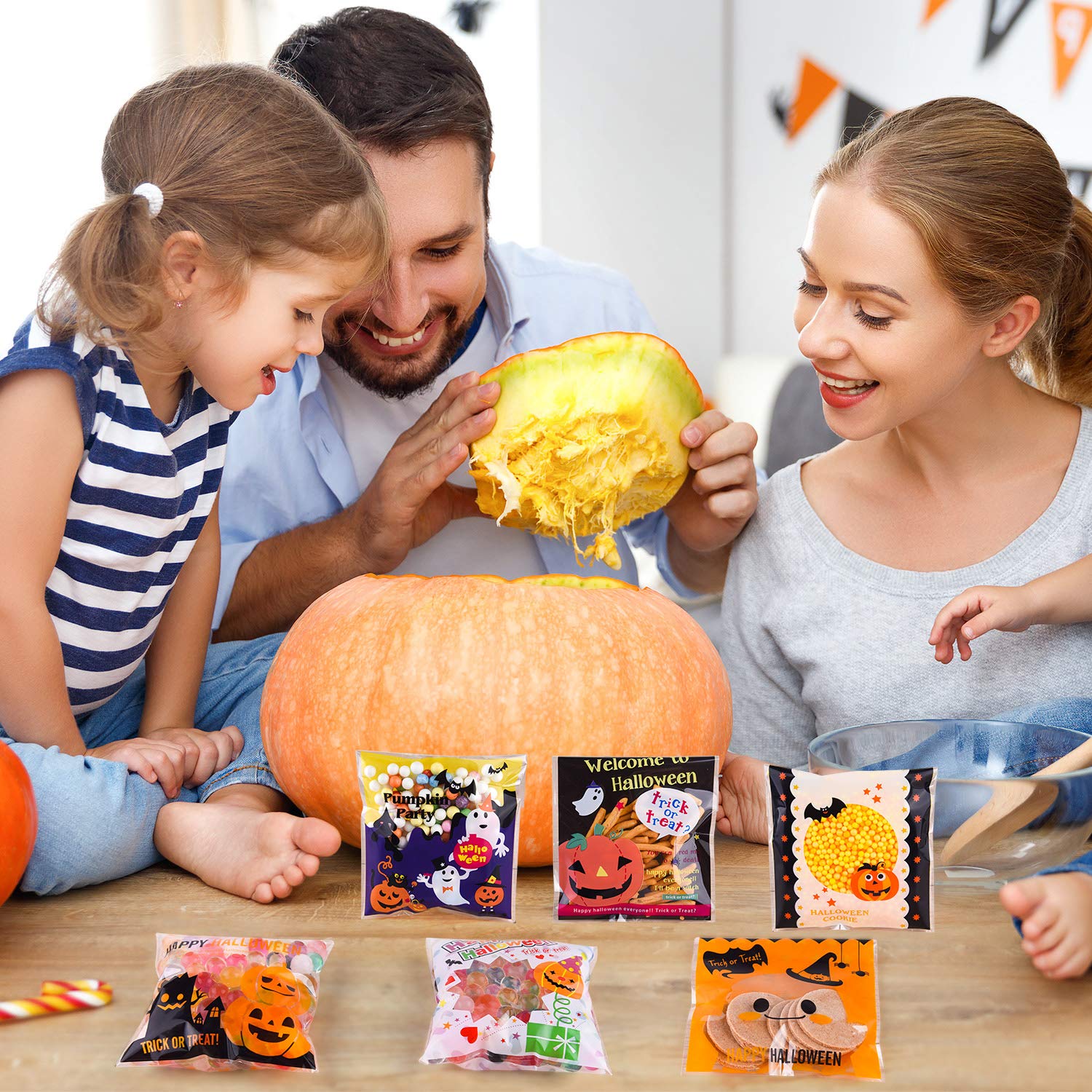200 Sachets Bonbons Halloween Transparents Avec Fermeture Autocollante - 10x10 Cm, Pour Fêtes, Chasses Aux Bonbons, Goodies - 3