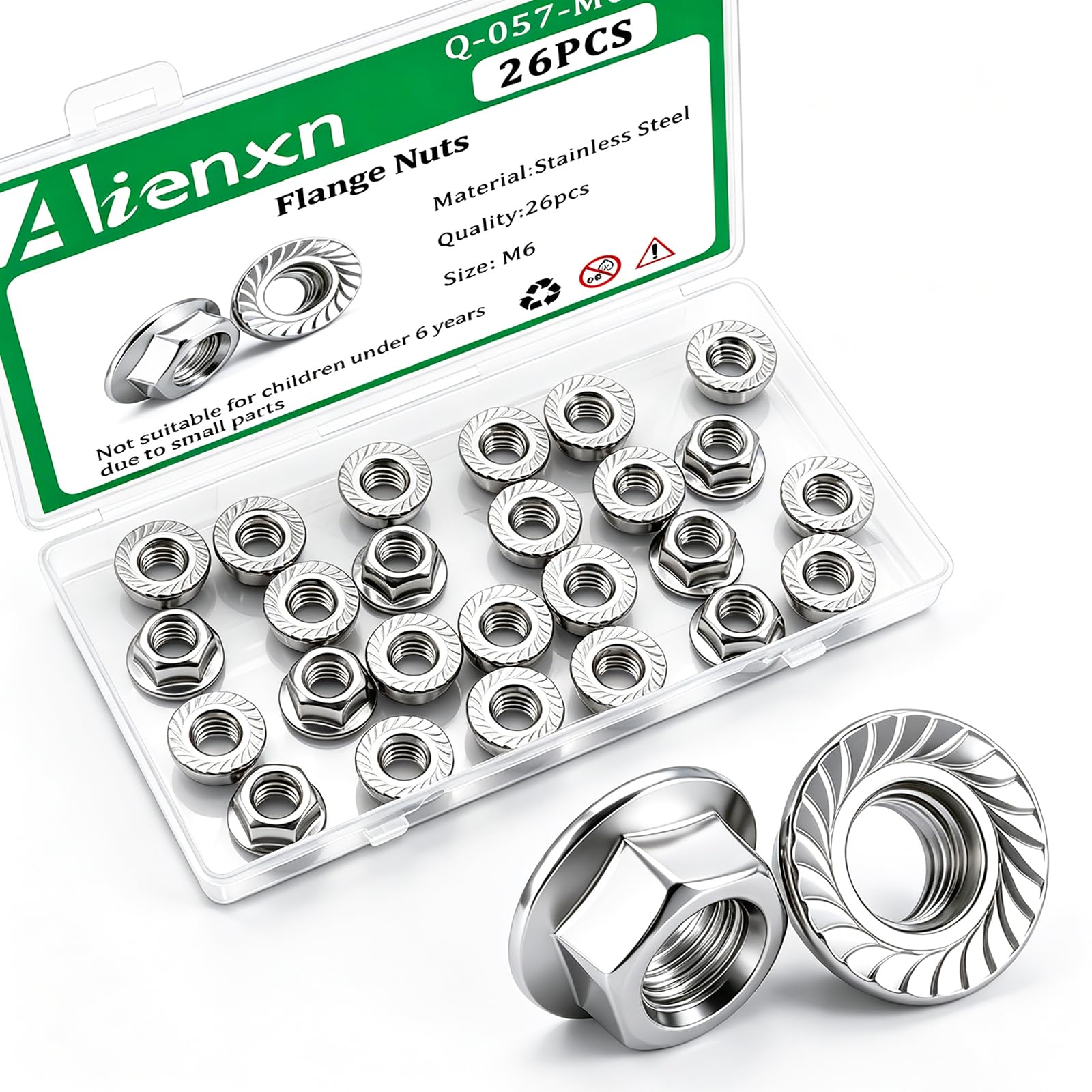 Stainless Steel Flange Nuts - 140 Piece Set -10
