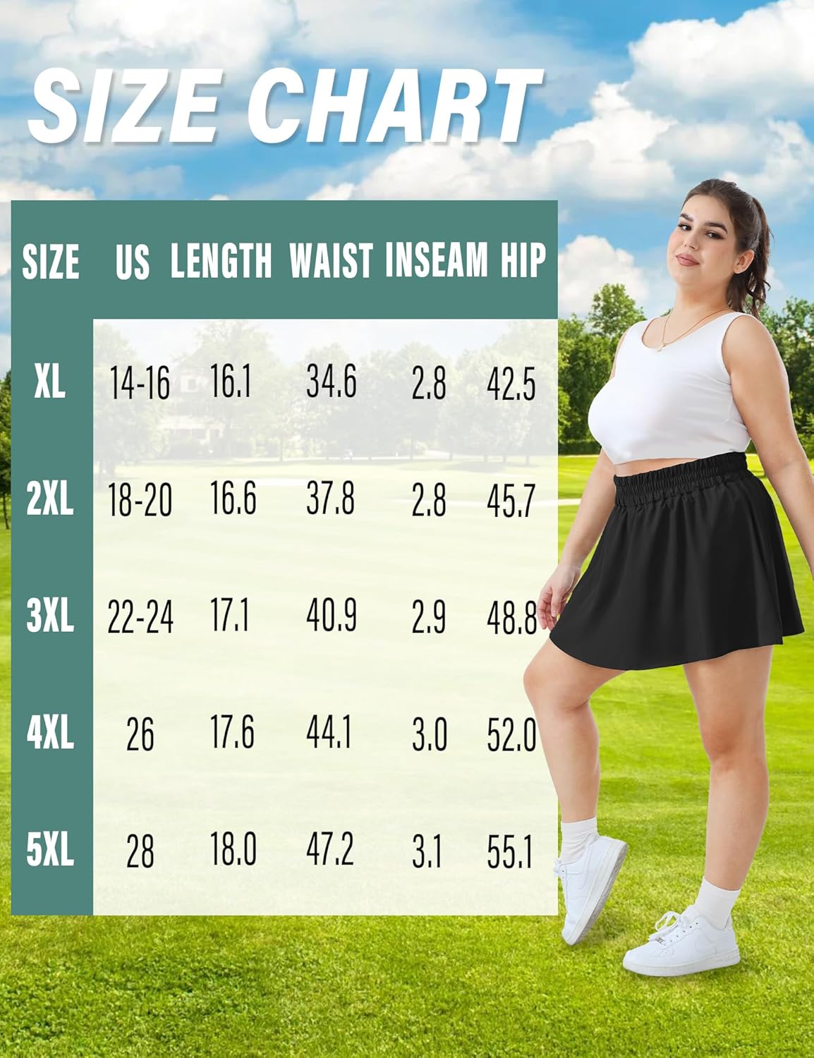 FOREYOND Plus Size Skorts for Curvy Women High Waisted Golf Tennis Skirts with Pockets Workout Athletic Skort Skirt - Image 5