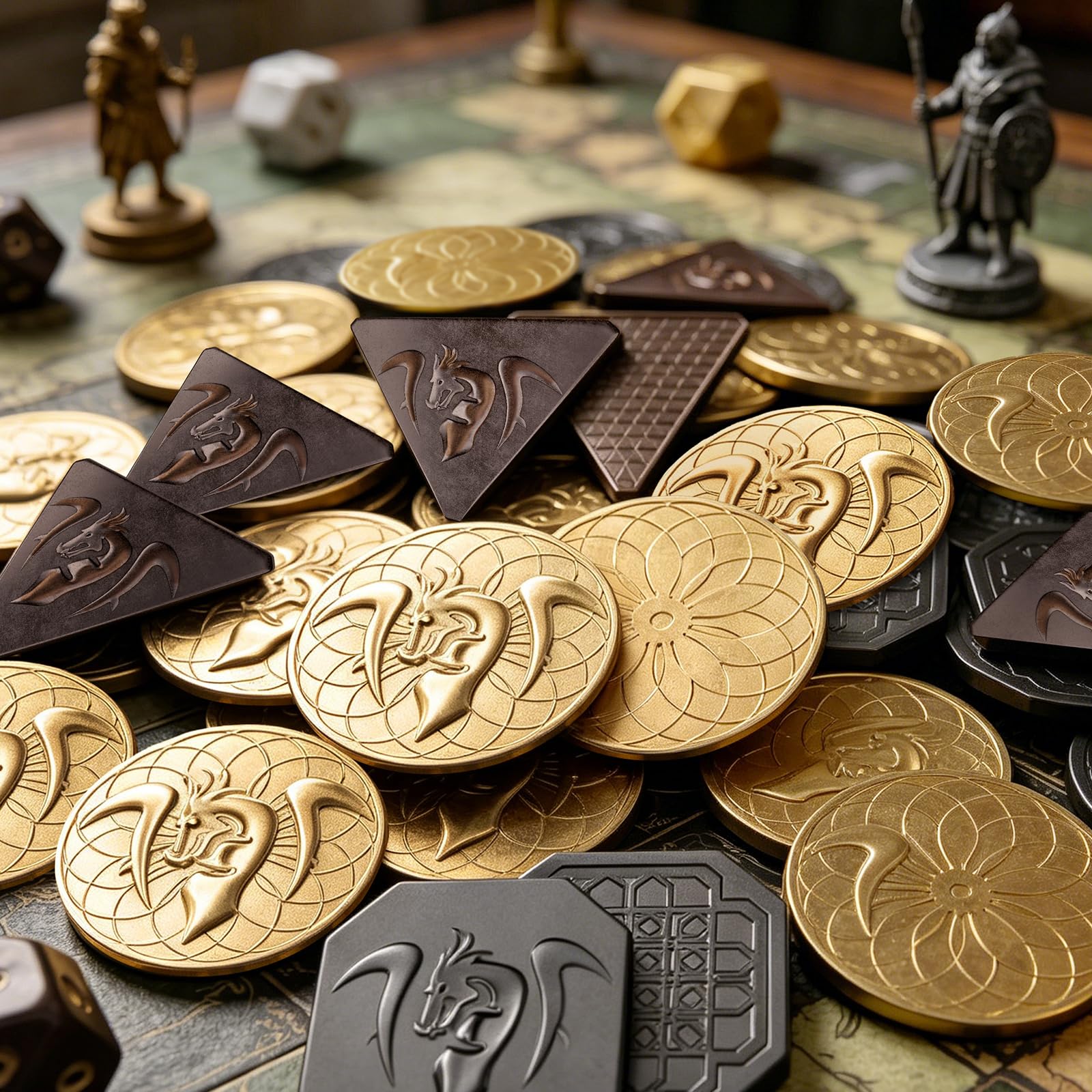 Byhoo 70 pezzi in metallo e Borse in Pelle MDN, di cui 30 monete d'oro, 20 monete d'argento e 20 pezzi di rame, parti di Gioco da tavolo