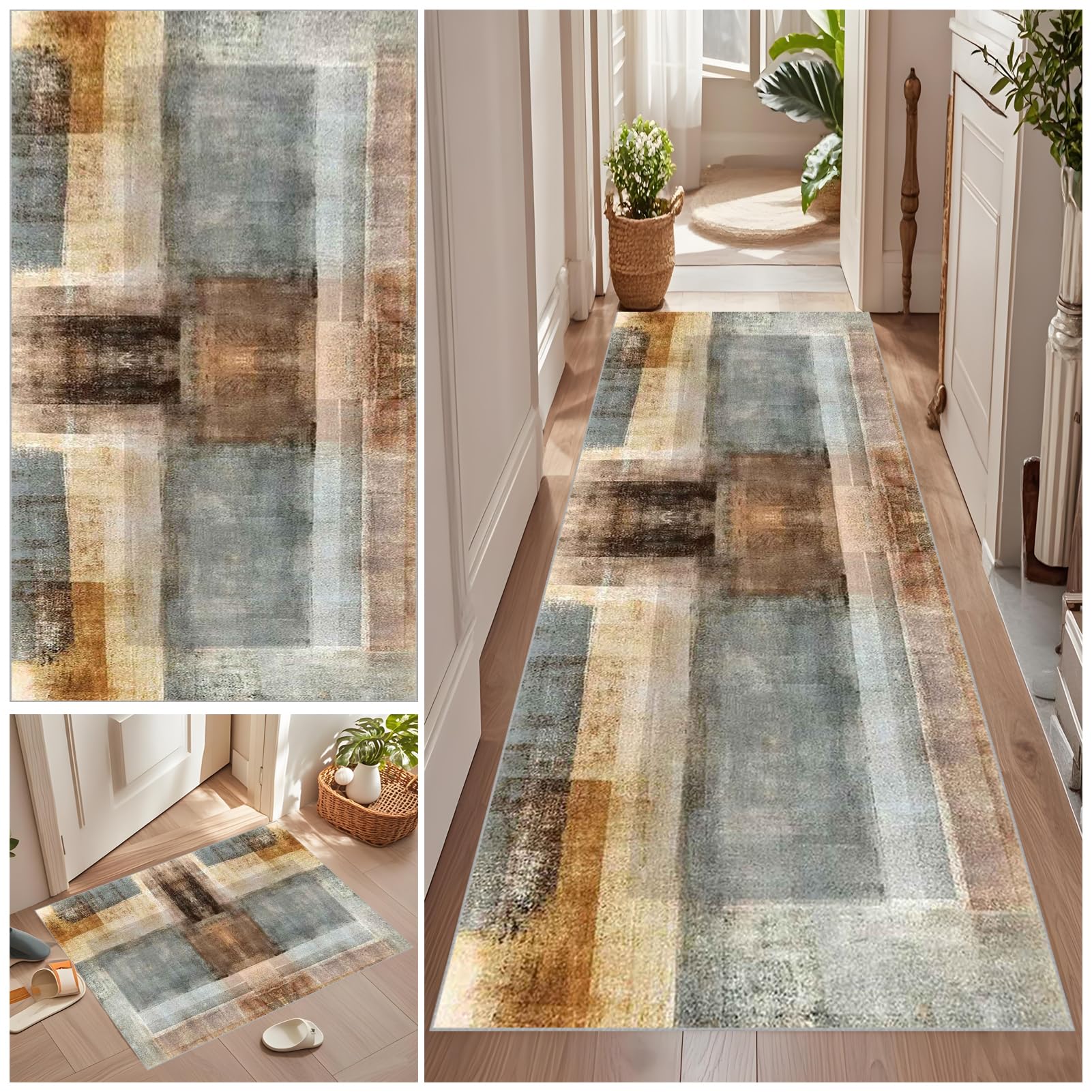 Qemgrste K373 Hallway Runner Rug 100 X 120 Cm Non-Slip Kitchen Rugs Long Hallway Runner Carpet Runners Absorbent Area Rugs Washable Entrance Carpet Kitchen Runner For Entryway Kitchen Laundry Room Bathroom