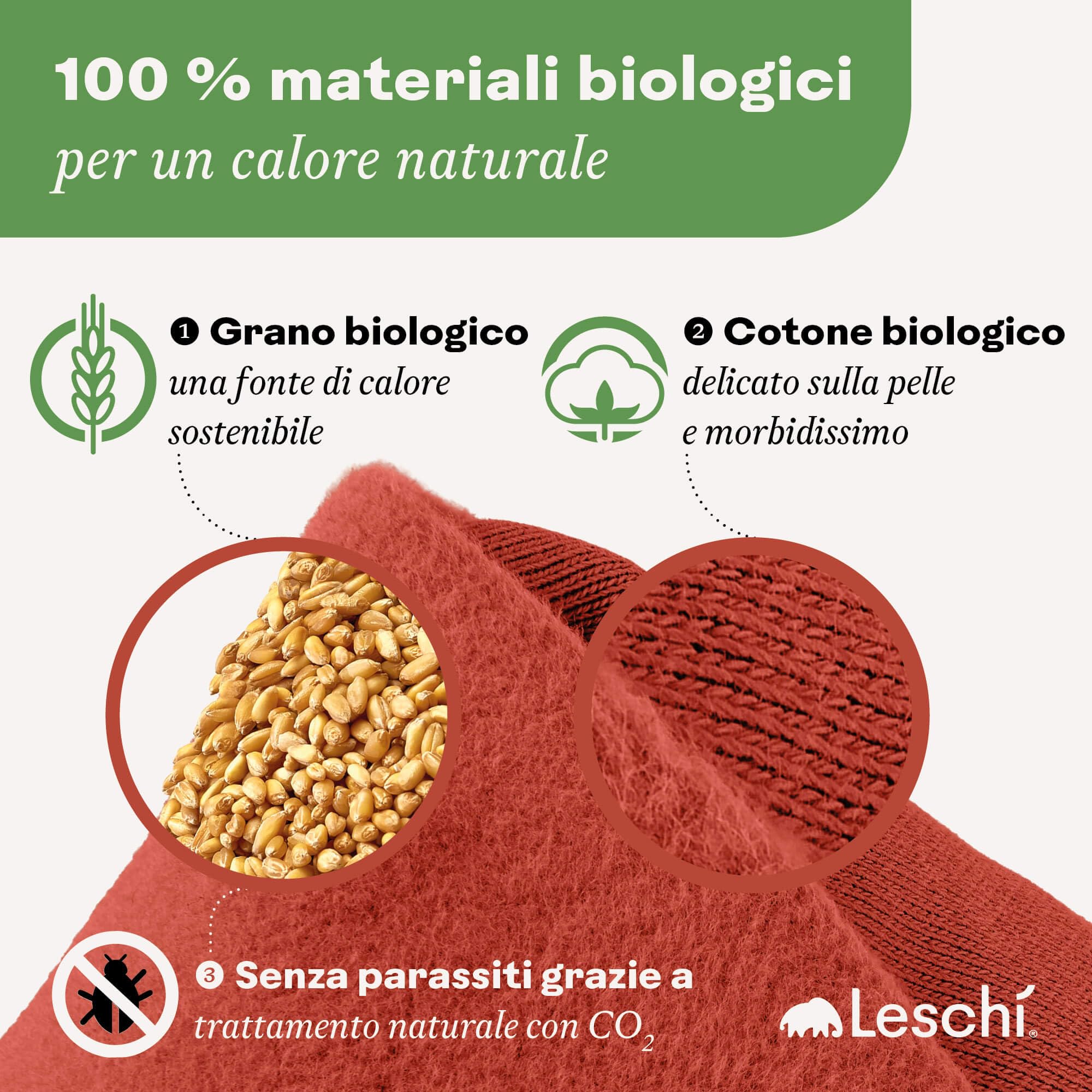 LESCHI Cuscino cervicale termico per microonde - In cotone bio con grano biologico - Cuscino riscaldante ideale per sciogliere tensioni a collo, spalle e schiena - Gatto, rosso