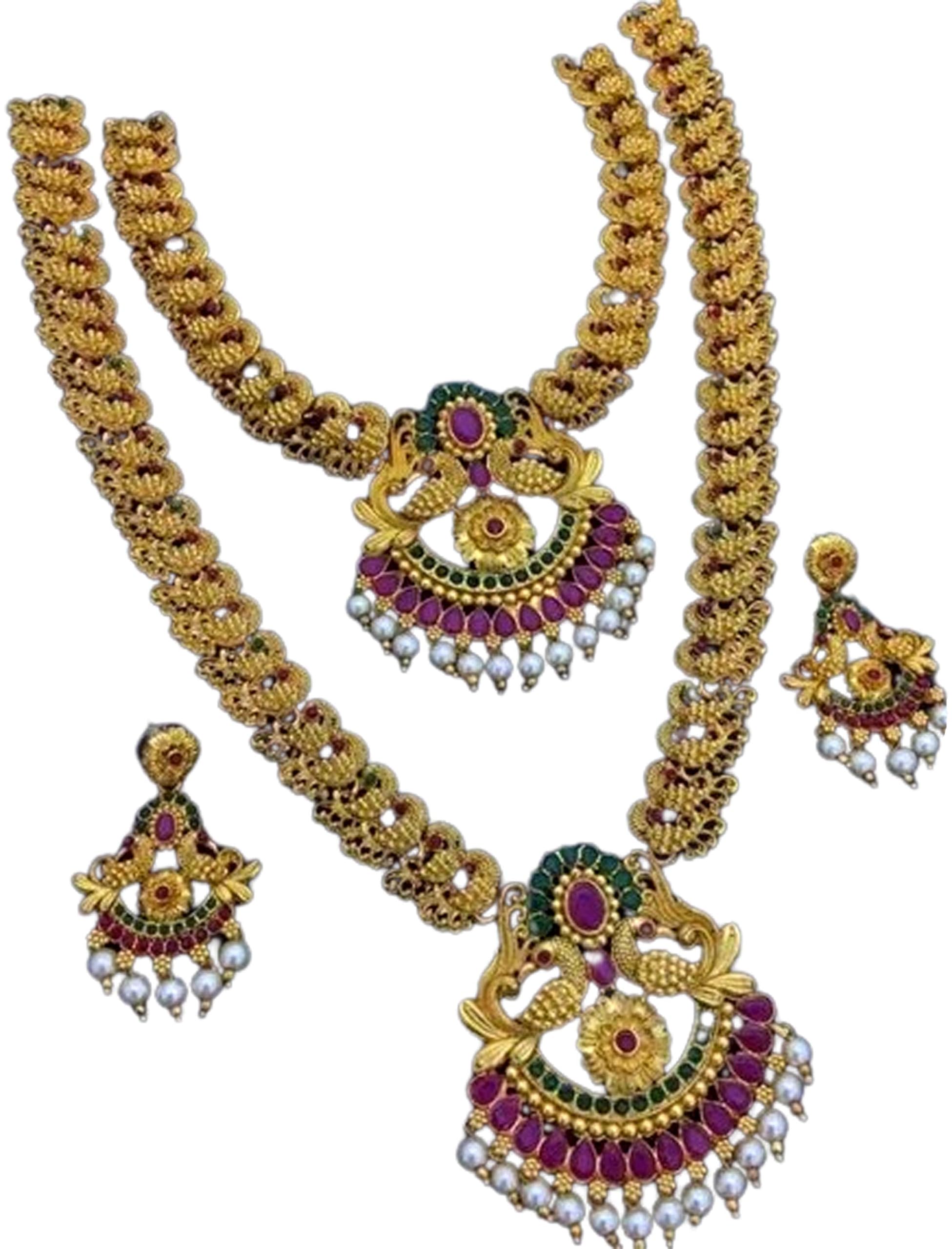 Gold Plated Set Long Necklace & Earring Set 4 Ply for Women and Girls - Gold (B0CY8XLY5X) Amazon Price History, Amazon Price Tracker