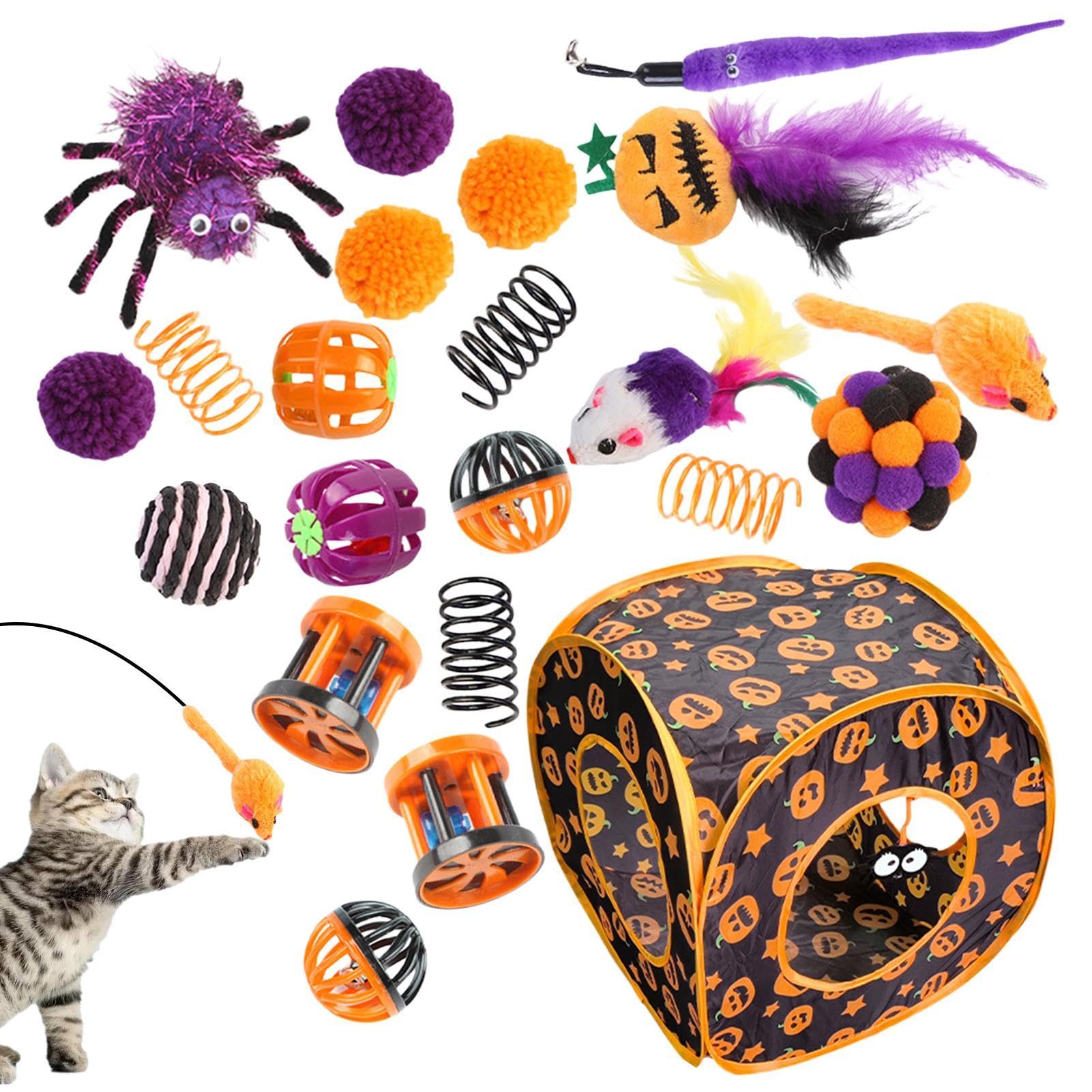 9-teiliges Halloween-Katzenspielzeug-Set – Mit Katzenminze-Plüsch, Federn & Bällen Für Interaktiven Spaß