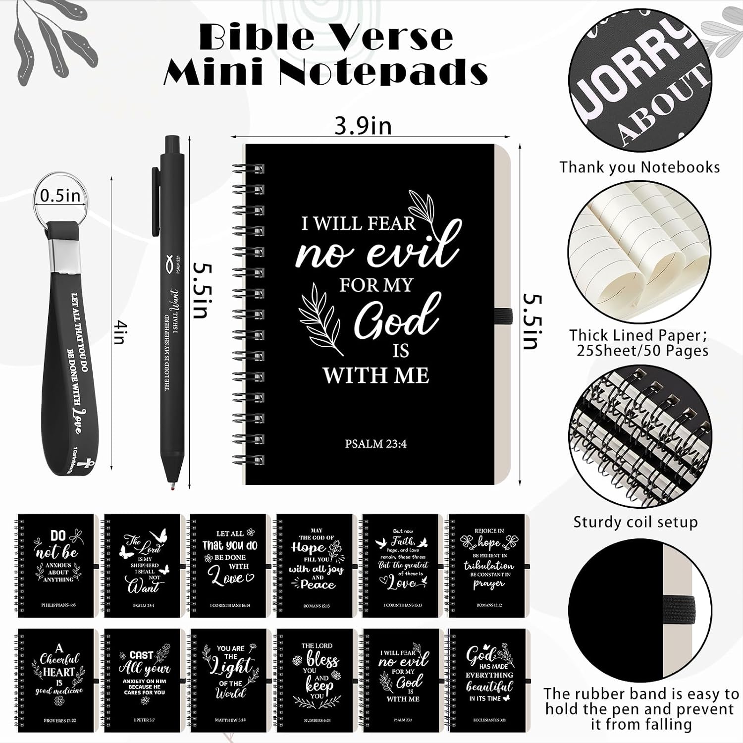 Skylety 12 Set Christian Gifts Bulk Scripture Cup Set, Black image 3
