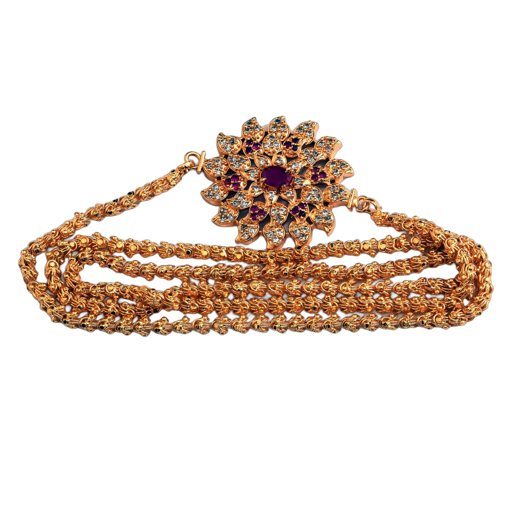 UDESERVE Gold Plated Long Mugappu Chain for Women and Traditional gold covering thali chain | Sunflower Design necklaces chain for GirlsWhite & Ruby Red - Sunflower design (B0C9QG79D9) Amazon Price History, Amazon Price Tracker