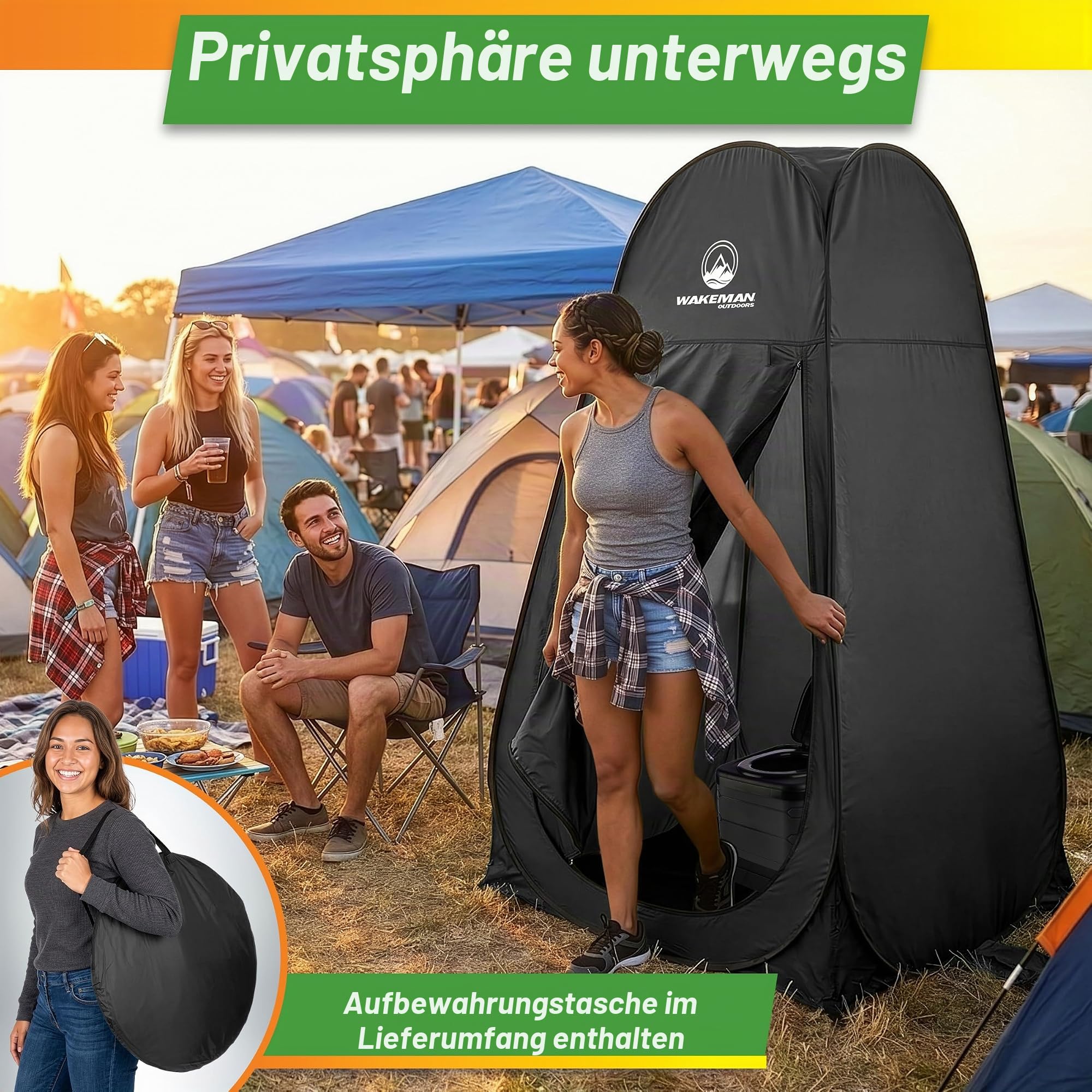 Portable Pop Up Pod- Instant Privacy, Shower & Changing Tent- Collapsible Outdoor Shelter for Camping, Beach & Rain with Carry Bag by Wakeman Outdoors