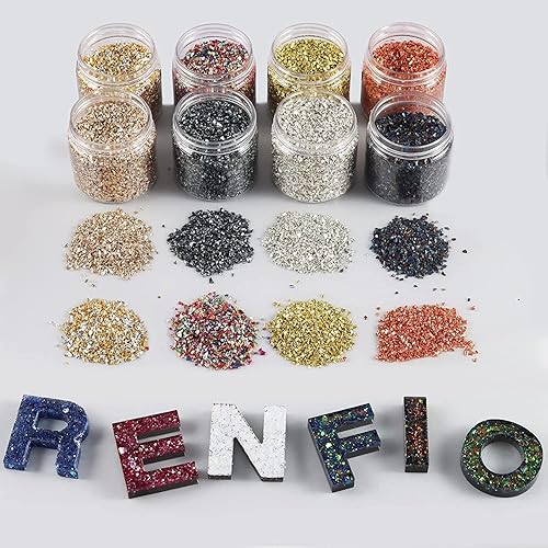 Miniatura 6 de Renfio Fragmentos de purpurina de vidrio triturado roto Crush de 0.079 a 0.157 pulgadas, virutas pequeñas y gruesas irregulares de 3.5 onzas (3.53