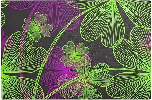 Famiho Tapete absorbente de secado de platos de cocina lavable con trébol de cuatro hojas, tapete para máquina de café, 17.7 x 11.8 pulgadas,