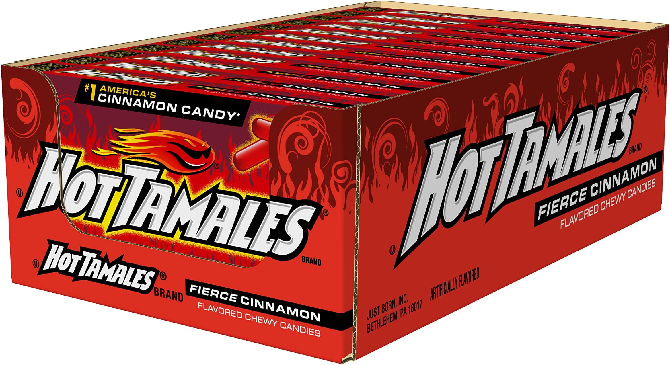 Hot Tamales Fierce Cinnamon Chewy Candy, Theater Box (5oz) Pack of 12