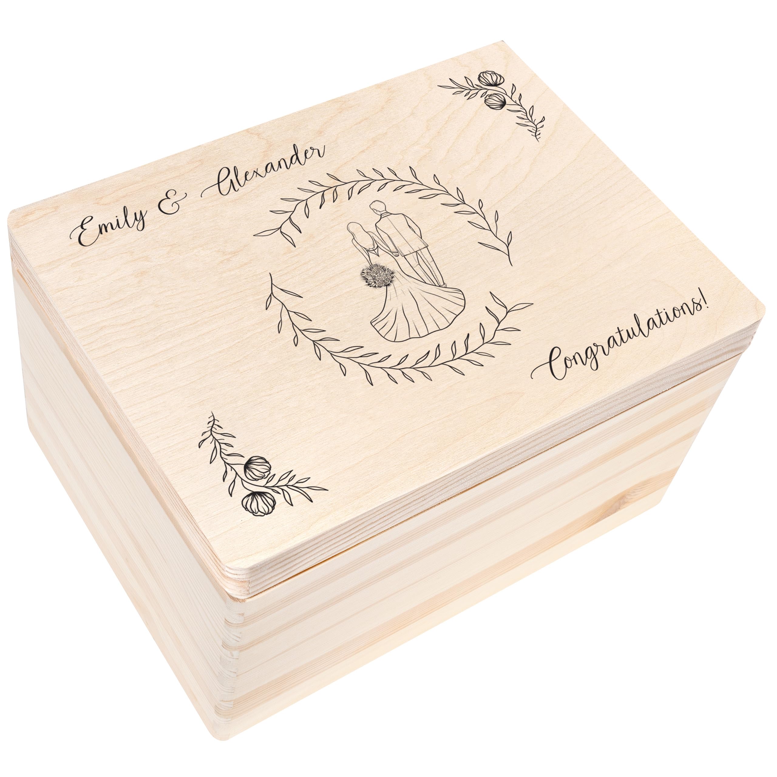 Creative Deco Personalised Wedding Gift | Any Text Gifts for Bride and Groom | Unique Wish Custom Gift Box also for Anniversaries | Customised Wooden Storage Box | Keepsake/Decoration