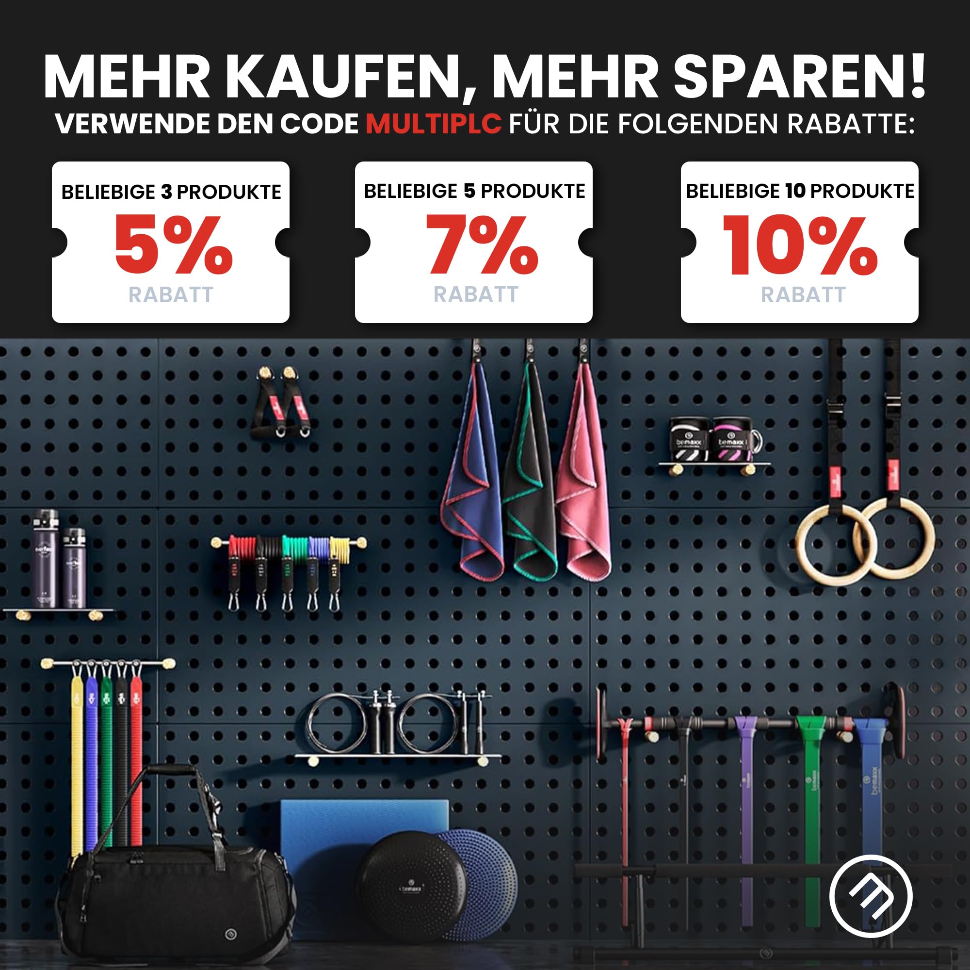 bemaxx Bodenschutzmatte Fitness - Sportmatte Fitnessmatte Gymnastikmatte Puzzlematte Yogamatte Turnmatte Trainingsmatte Spielmatte Fallschutzmatte Laufbandmatte - Gym Workout Pool Garage