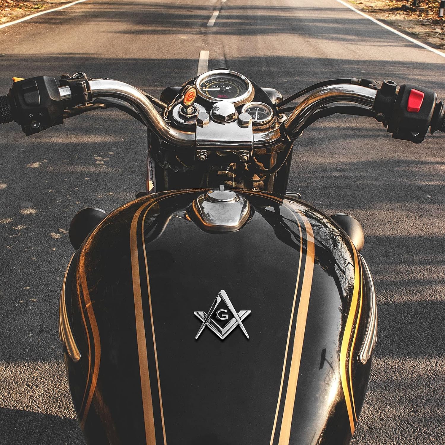 3 Pack 2.75" Chrome Plated Masonic Car Emblem Mason Square and Compasses Auto Truck Motorcycle Decal Gift Accessories