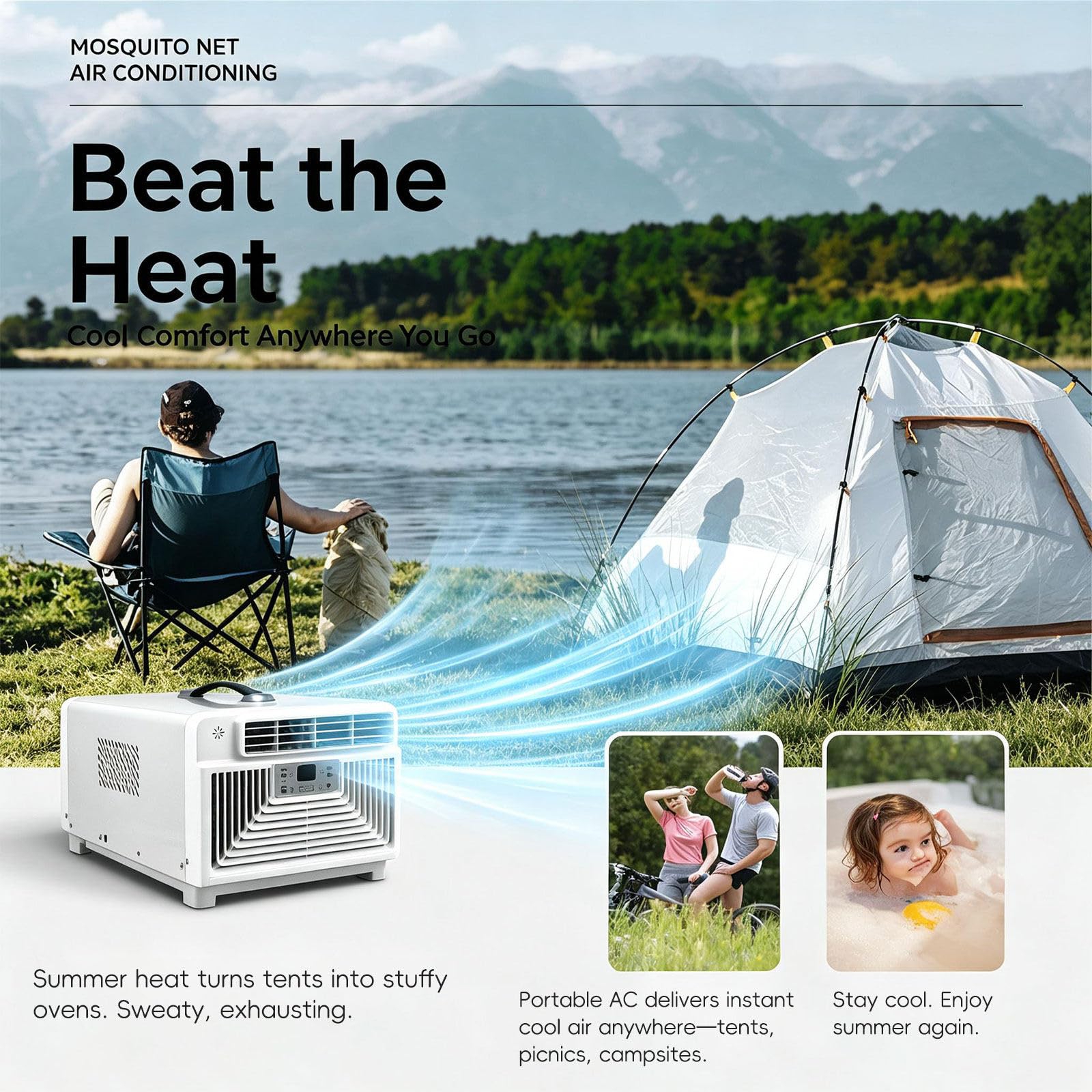 Mobilny 3000BTU Klimatyzator Wewnątrz Na Zewnątrz Namiot 220V