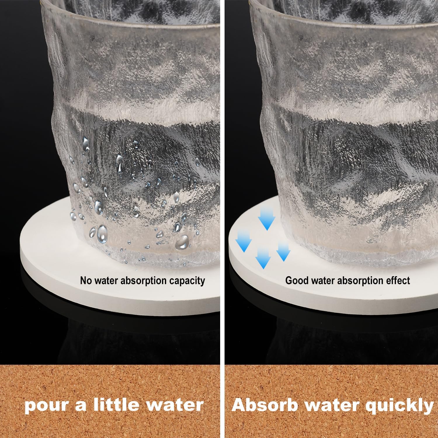 GNIEMCKIN 50 Pieces 3.54 Inch Round and Square Blank Ceramic Coasters, Unglazed Ceramic Tiles Coasters with Cork Backing Pads for Painting, DIY Crafts, White.