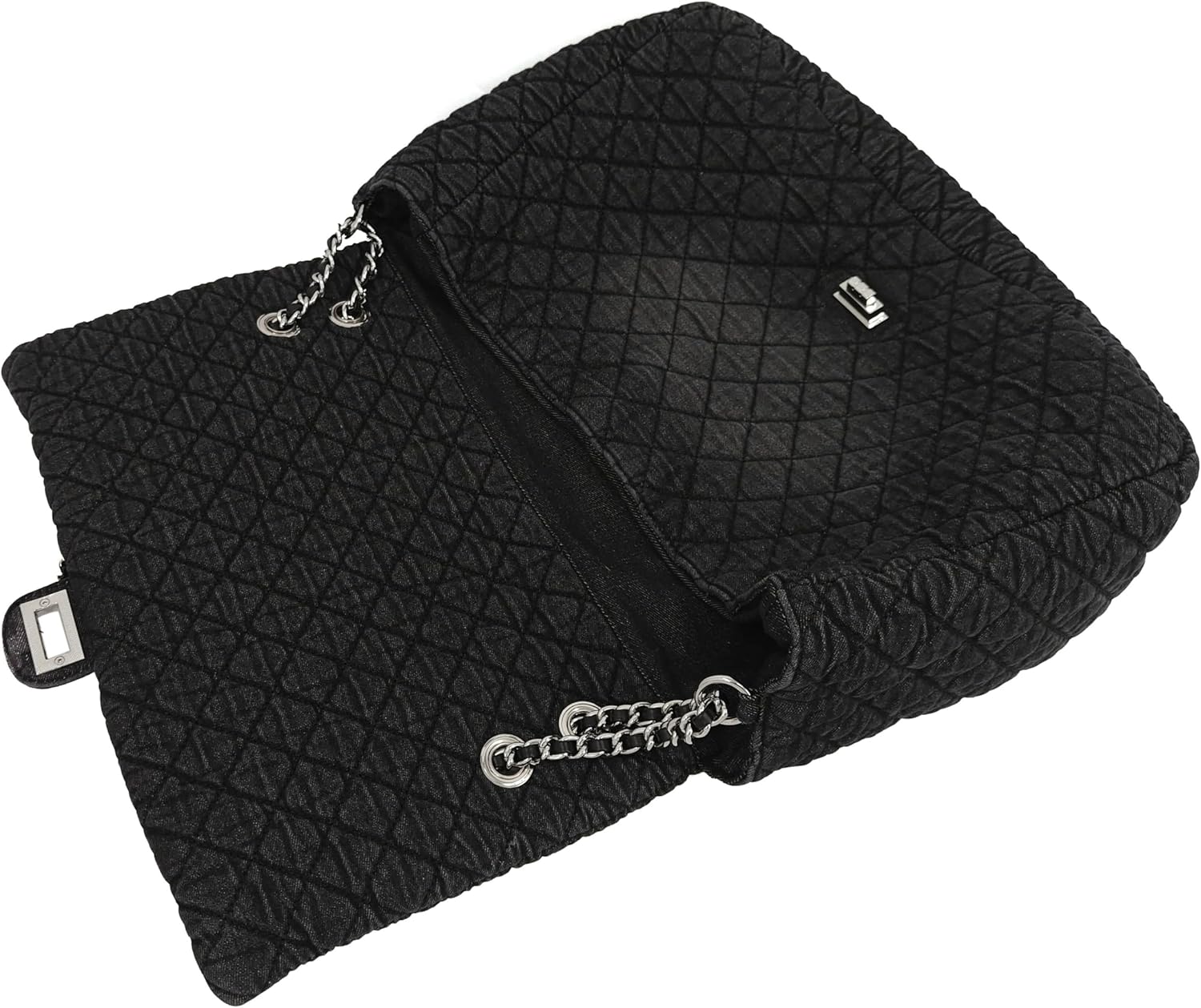 Extra Large Quilted Denim Purse,Oversize Shoulder Bags for Women, Crossbody Flap Hobo Tote Bag,Chain Strap Jean Purse - Image 7