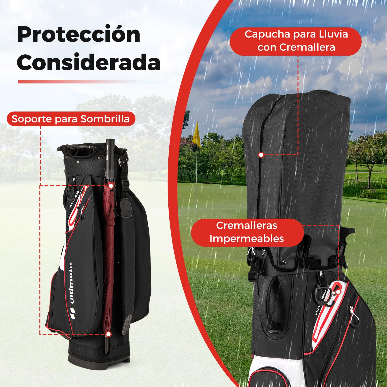 COSTWAY Bolsa Golf con 14 Divisores, Correa para el Hombro