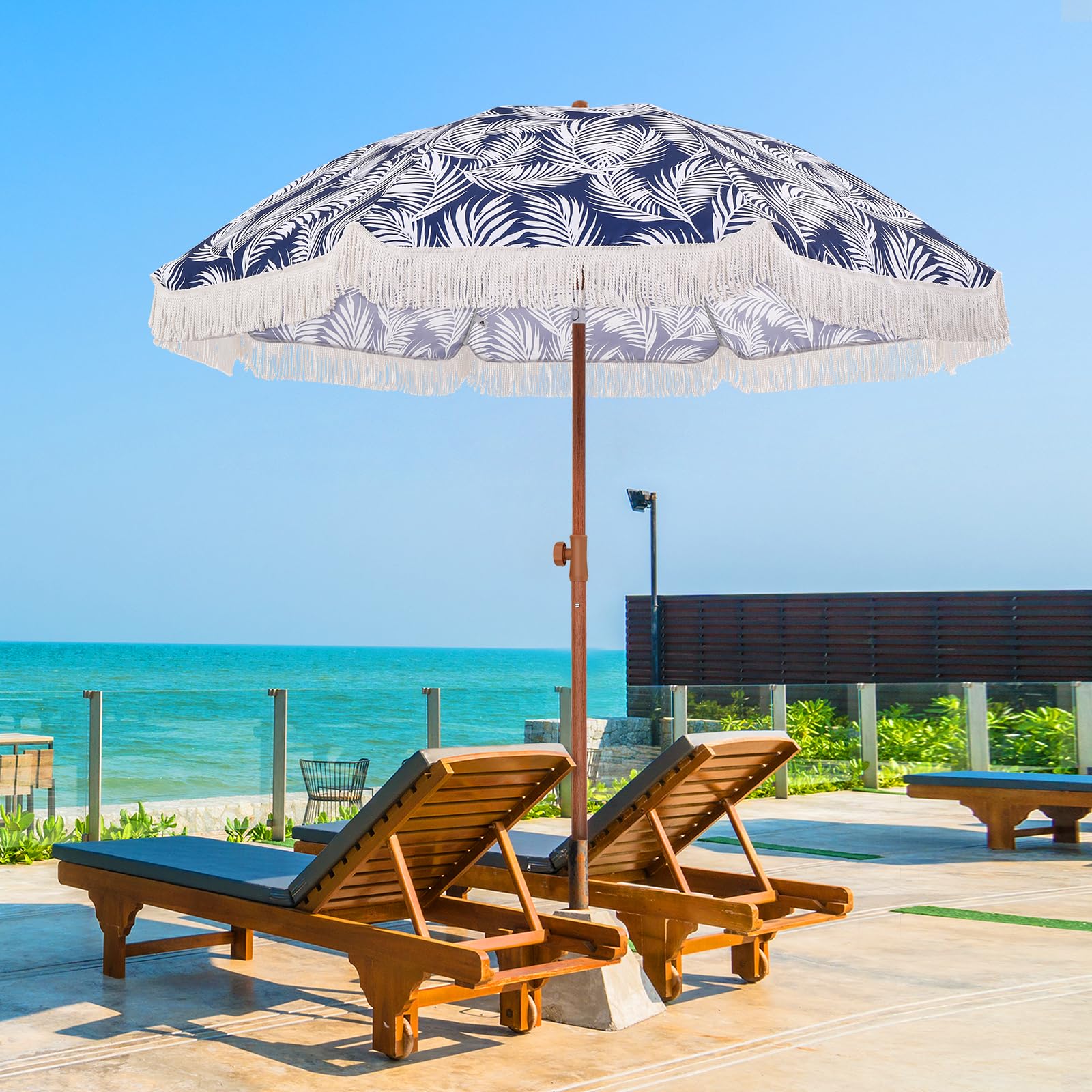 Patio Umbrella with UPF 50+ Protection, 8 Ribs, Push Button Tilt - Versatile Outdoor Shade for Garden, Courtyard, and Beach