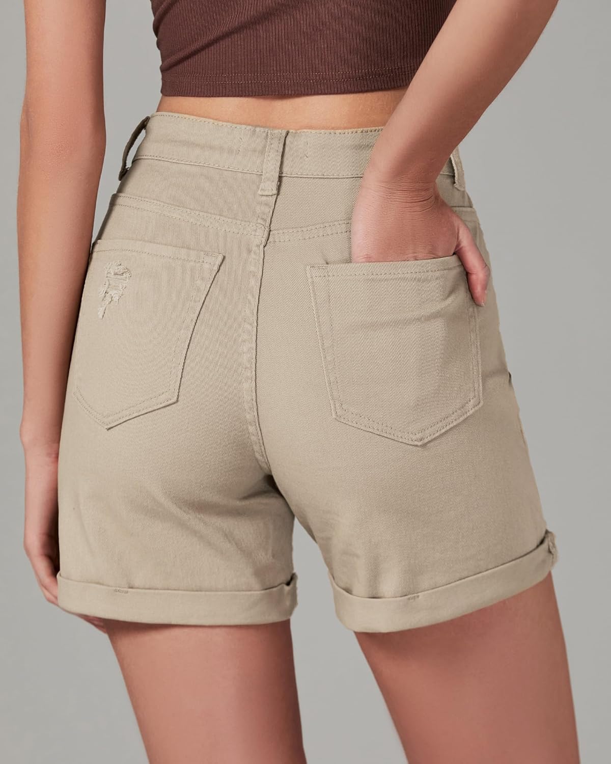 LookbookStore Jean Shorts Womens Stretchy High Waisted Ripped Denim Shorts with Pockets Trendy Distressed Cut Off Shorts - Image 4