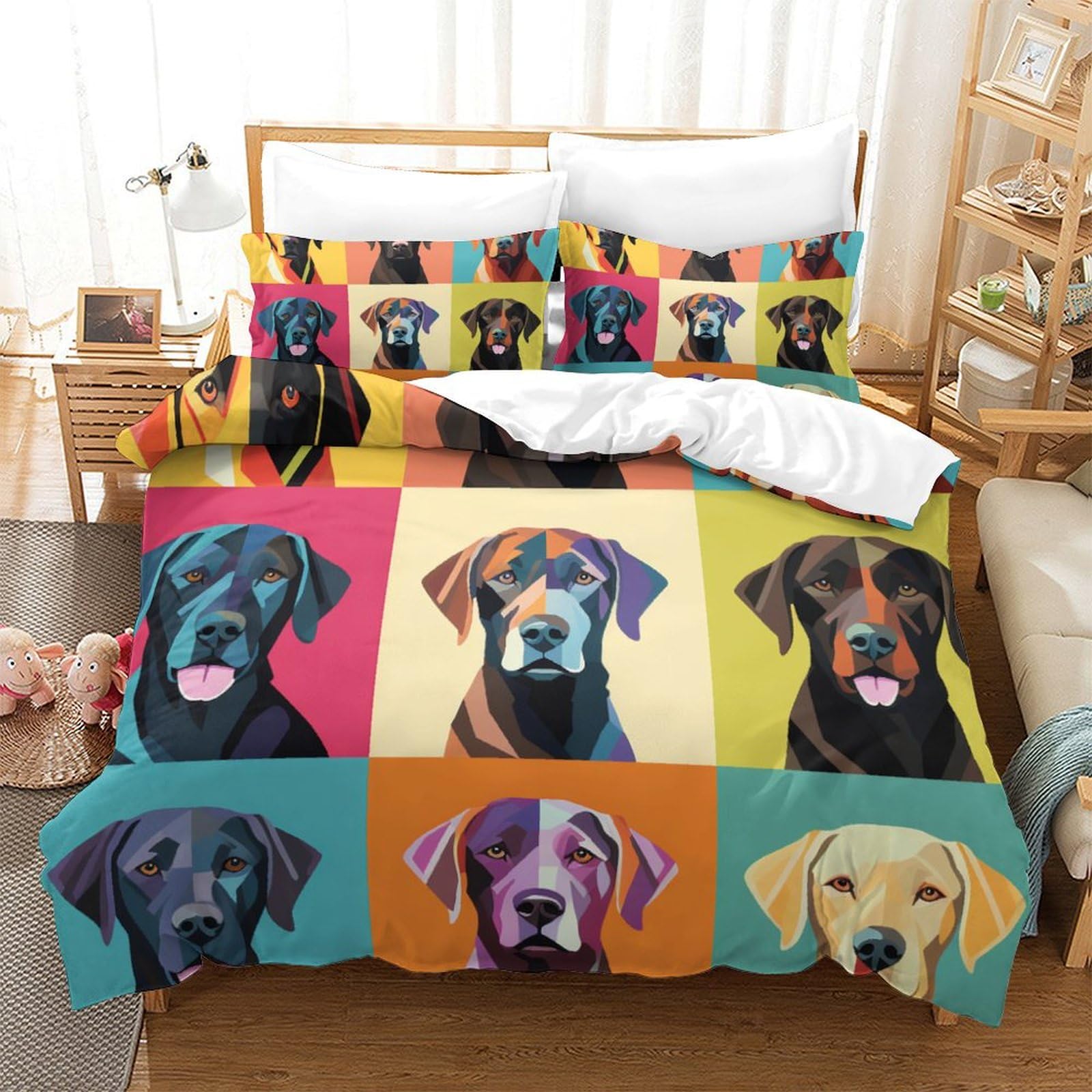 Housse de couette haute qualité Labrador, parure de lit 3 pièces style moderne
