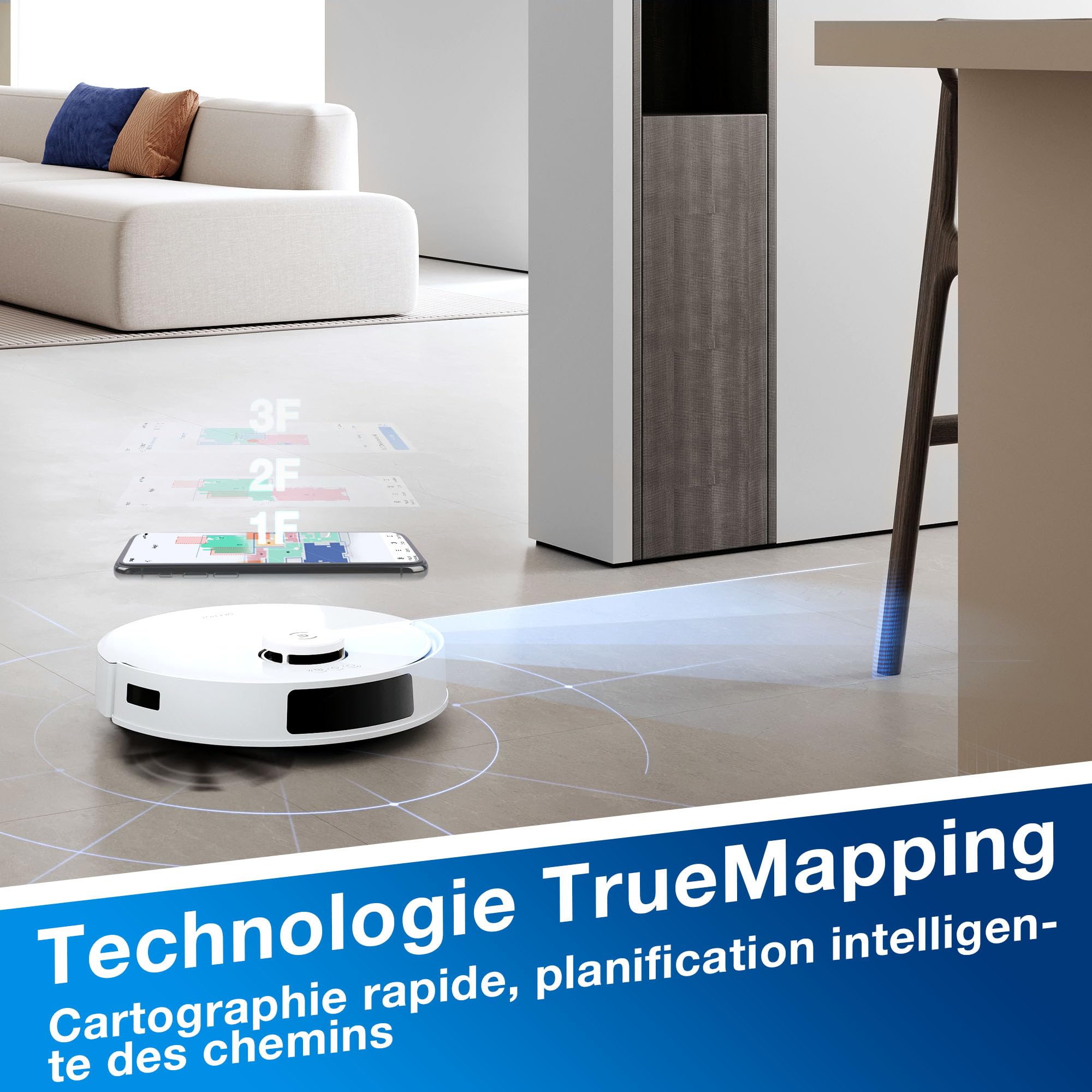 ECOVACS Aspirateur Robot DEEBOT N20 Plus, Robot Aspirateur Laveur 8000Pa avec vidange Automatique poussière, Nettoyage Autonome de 45 Jours, Batterie 300 Min, Anti-Tangle, Tapis et Poils d'animaux