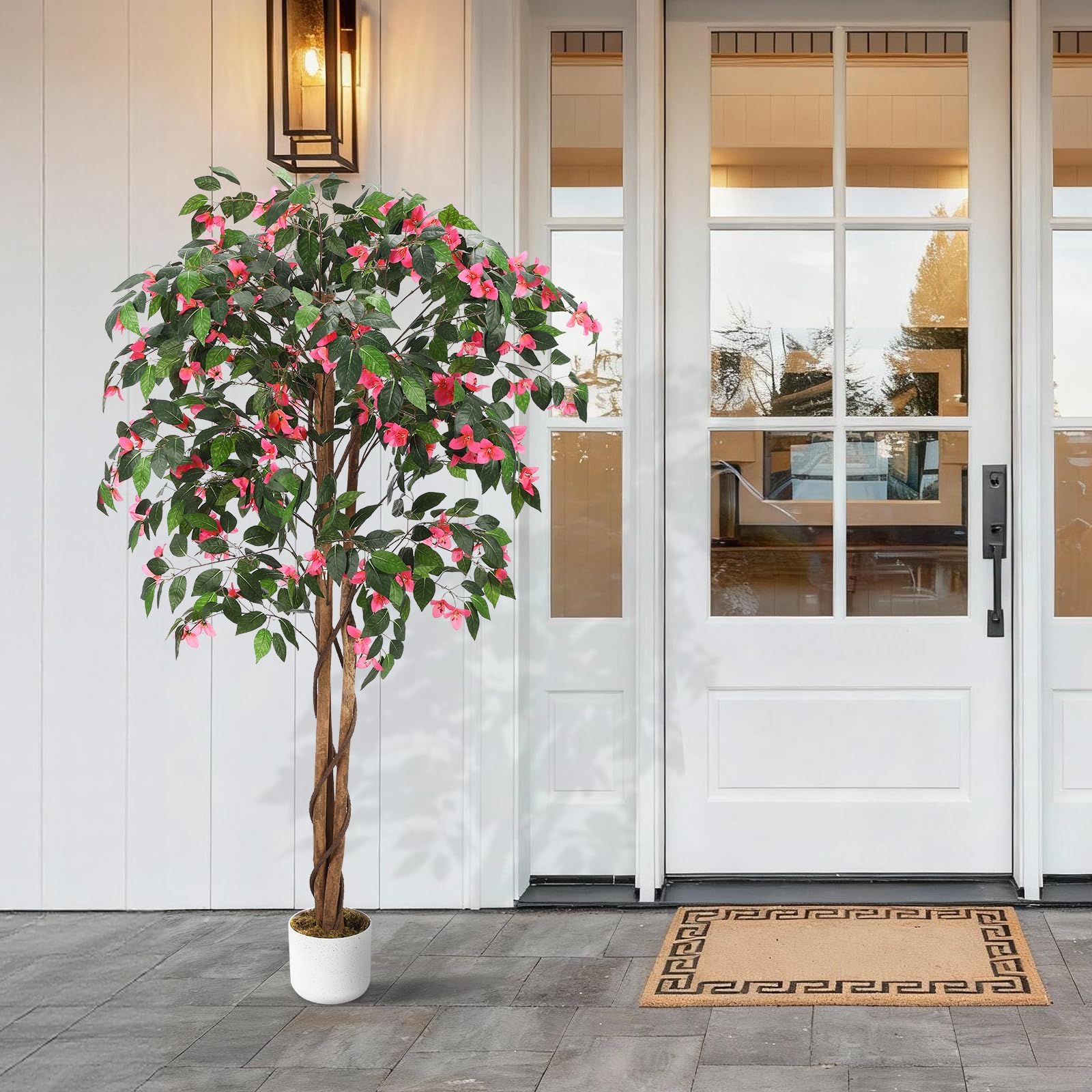 GarveeHome Albero artificiale bouganvillea, 120/160/180 cm, grande pianta artificiale in vaso con fiori, ideale per soggiorno, ingresso e ufficio, decorazione non necessita di manutenzione