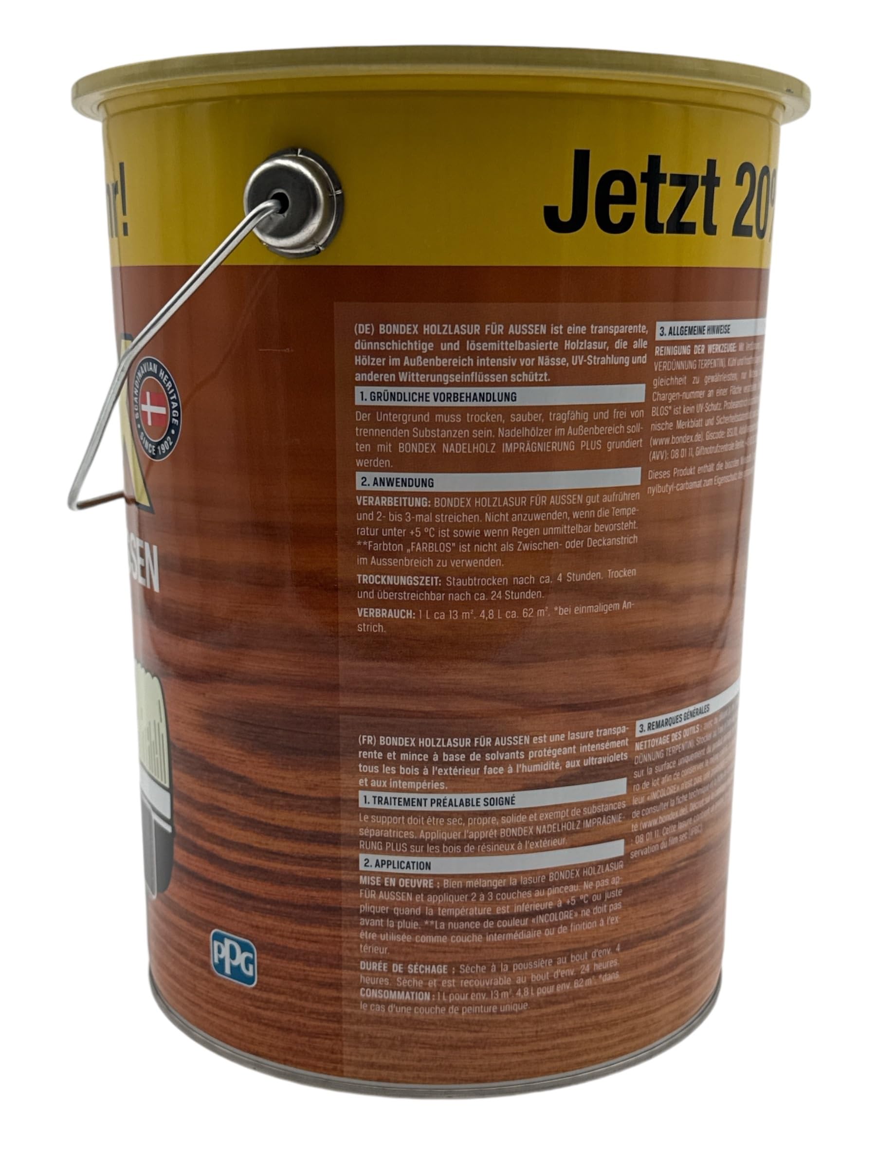 zbs24 Bondex Holzlasur für außen oregon pinie 4,8 Liter, inkl. 3-teiliges Pinselset, hohe Witterungsbeständigkeit, Intensivschutz vor Nässe