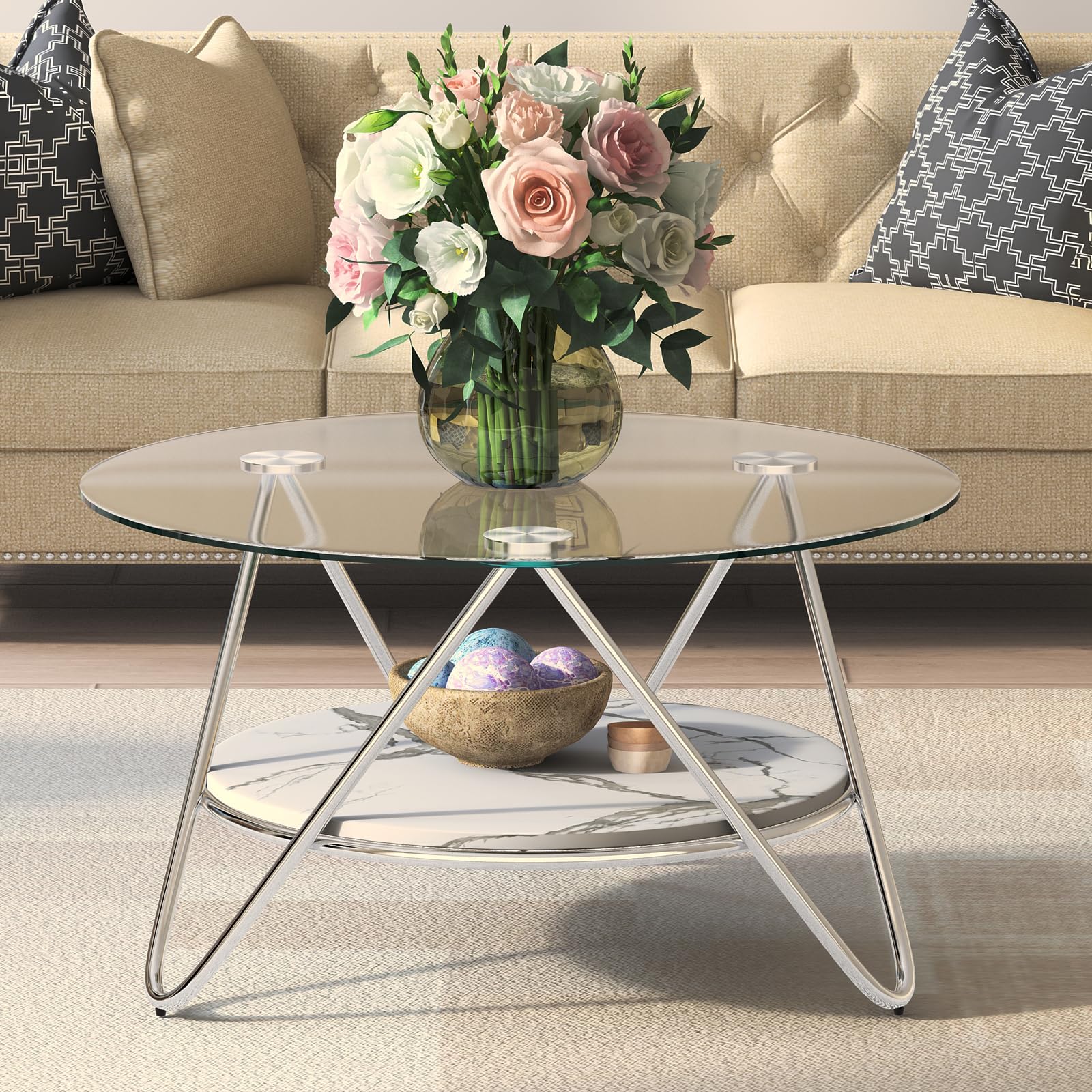 ASYA Round Coffee Table with Storage