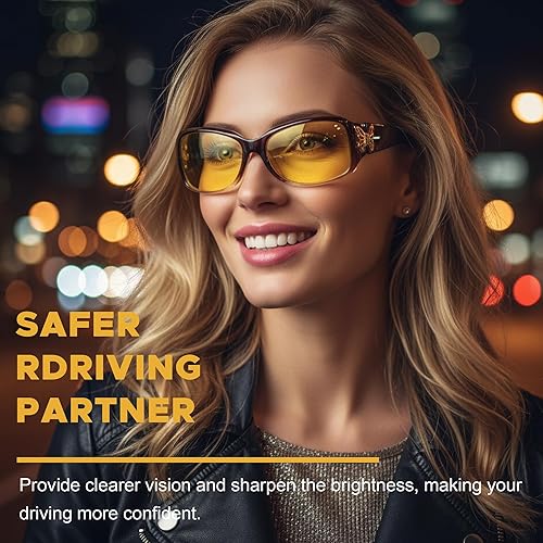 Miniatura 2 de LVIOE Gafas polarizadas de visión nocturna para mujer, lentes tintados amarillos con decoración de mariposa para conducción nocturna