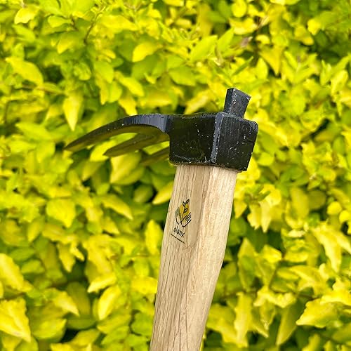 Miniatura 9 de Taladro de mano japonés de 14 pulgadas para jardín, cultivador de 3 púas, sin soldadura, mango de roble, para excavar, preparar el suelo, cortar