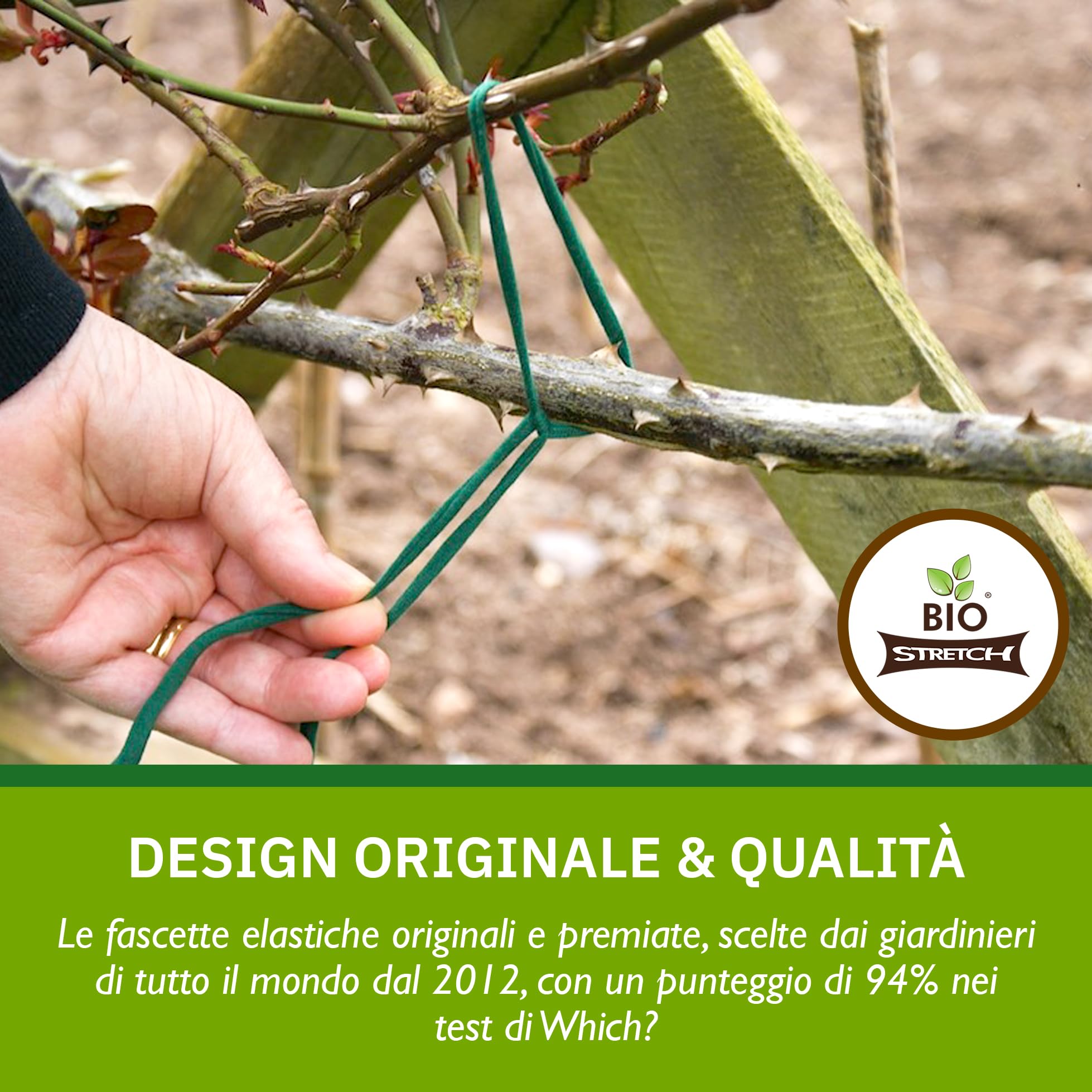 Bio-stretch Fascette da Giardino Morbide 20m Verde per Piante Rampicanti e Pomodori