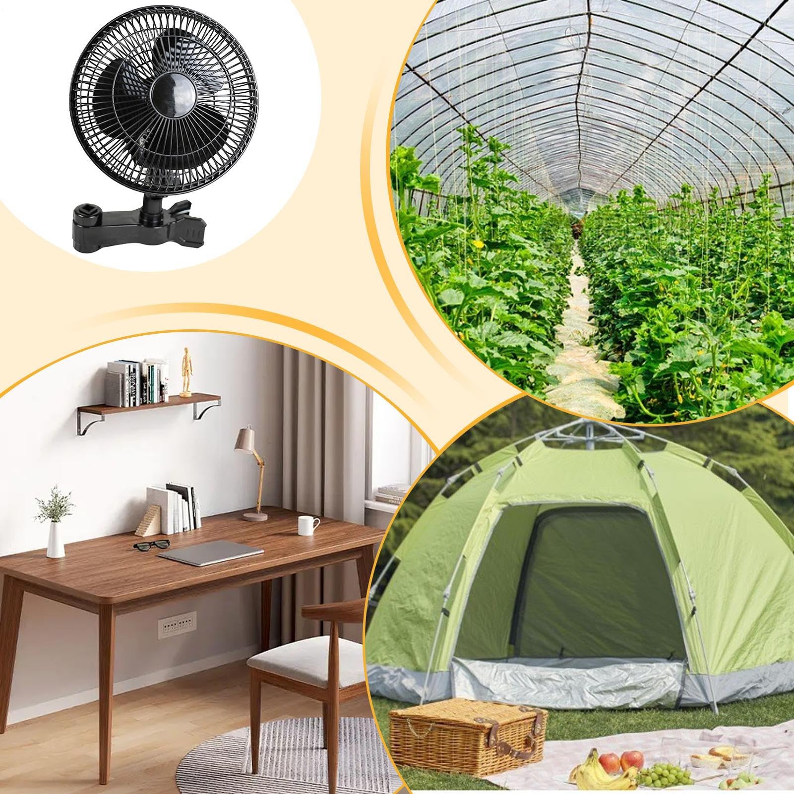 Generisch Grow Ventilatore con Clip, Regolazione a 2 Livelli, perbottone, oscillante, Ventola silenziosa da 25 W, per, Diametro 22 cm, Standard Europeo, Colore Nero